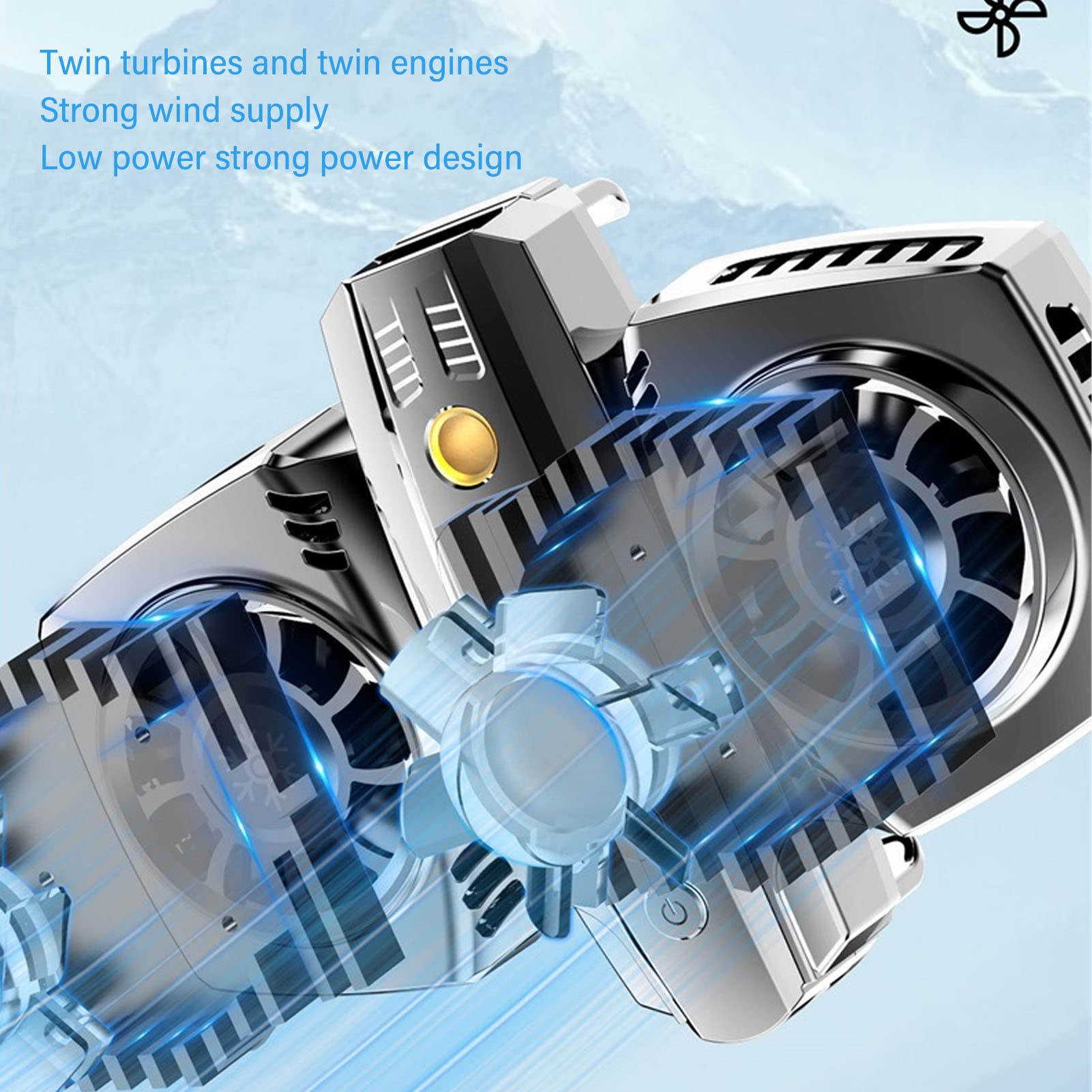 GOWENIC Cell Phone Cooler Dual Core Semiconductor Cooling Fan Low Noise Aluminum Alloy for Gaming and Live Streaming - View 3 of 9