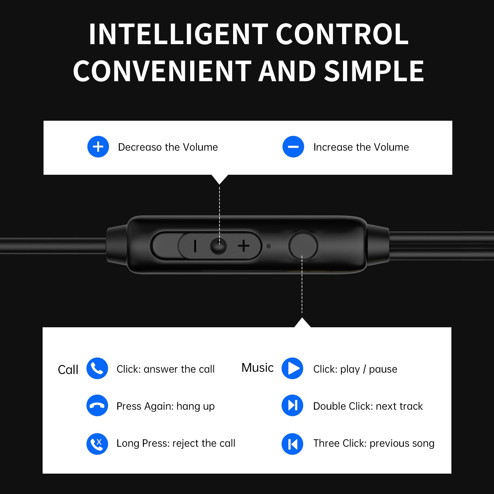 viken Viken Wired Earbuds with Microphone and Volume Control Heavy Bass Noise Isolation Compatible with iPad Laptop MP3 Phones Black - View 4 of 7