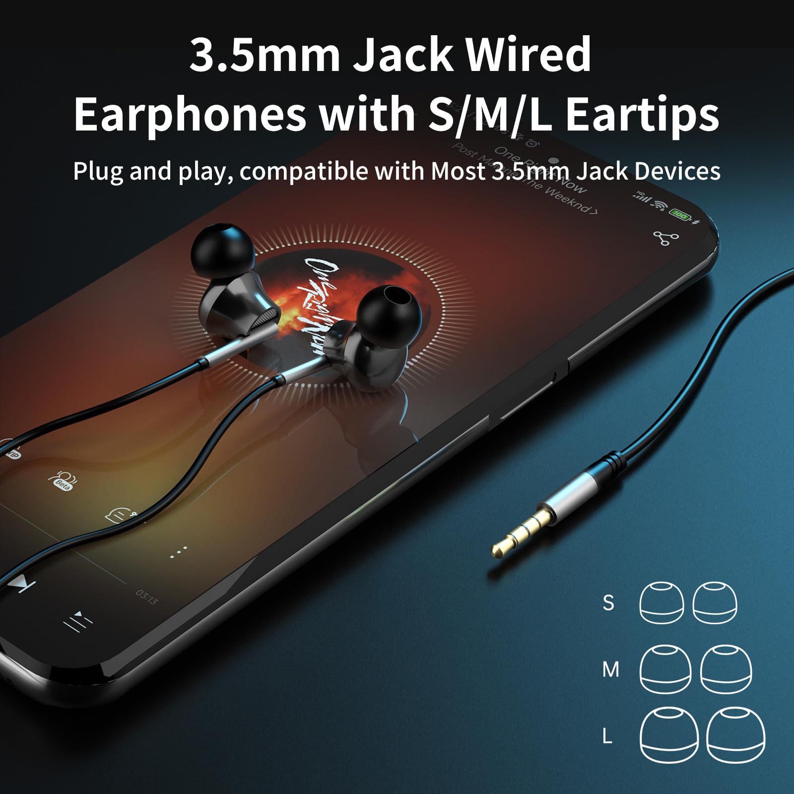 viken Viken Wired Earbuds with Microphone and Volume Control Heavy Bass Noise Isolation Compatible with iPad Laptop MP3 Phones Black - View 5 of 7