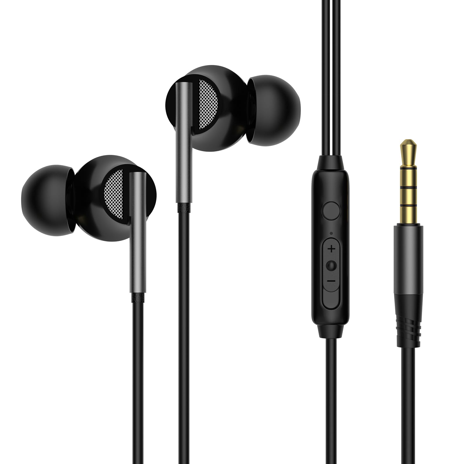 viken Viken Wired Earbuds with Microphone and Volume Control Heavy Bass Noise Isolation Compatible with iPad Laptop MP3 Phones Black