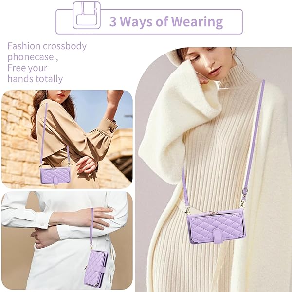 Furiet Furiet Wallet Case for Samsung Galaxy Z Fold 5 5G 2023 with Wrist Strap and 9 Card Slots Luxury PU Leather Cover in Purple - View 9 of 9