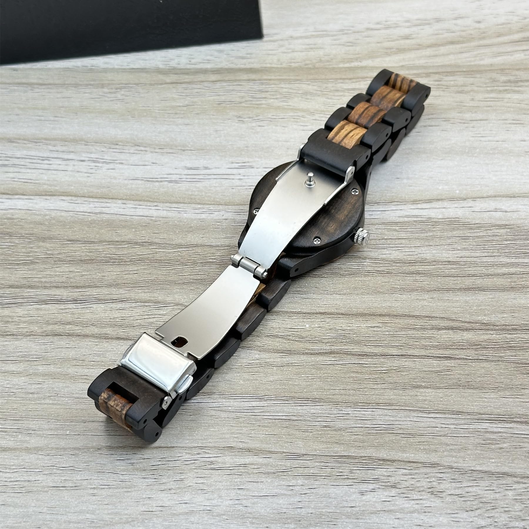 MII YEW MII YEW Wooden Watch for Women Natural Wood Round Analog Quartz with Gradient Grey Dial and Extra Links - View 4 of 6