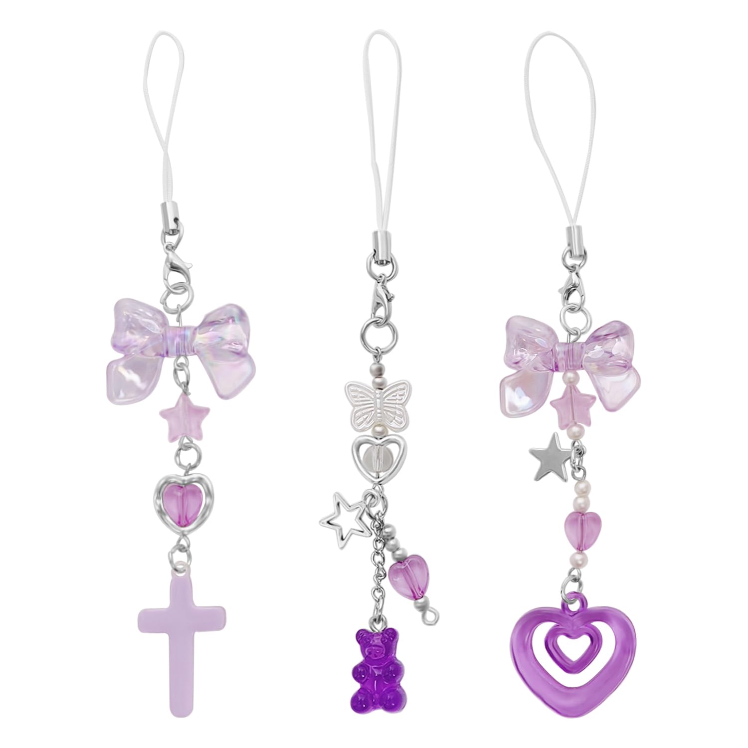 AGEN KGEN Cute Y2K Phone Charm Keychain Aesthetic Lanyard Accessories for Bag Purse Backpack Wallet Airpods Decor for Women Black Wing - View 7 of 9