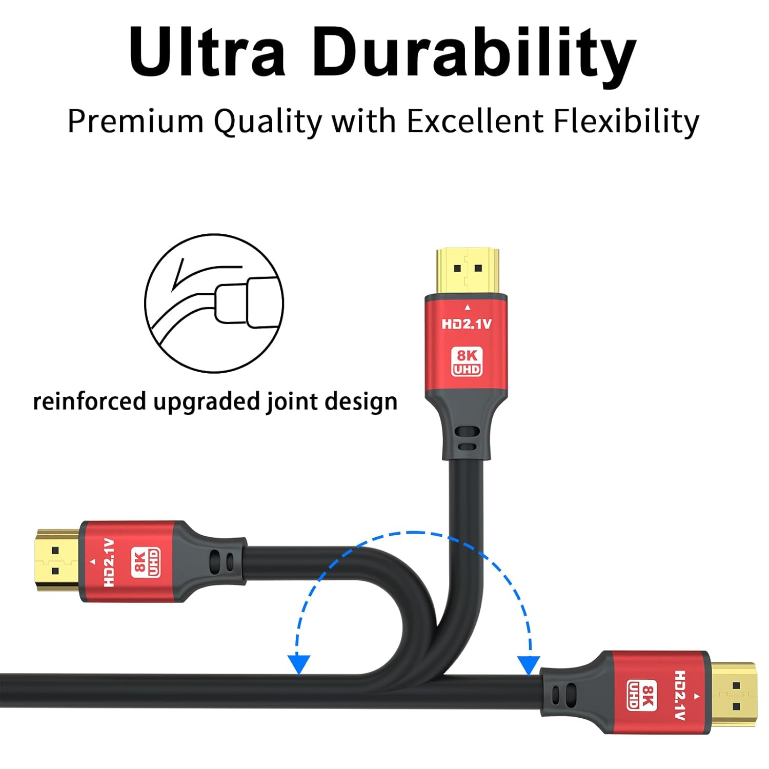 jojobnj Jojobnj HDMI Cable 10FT 2-Pack High Speed 48Gbps 8K 4K Compatible with Roku TV PS5 Laptop Blu-ray HDR 10 eARC 3D - View 6 of 9