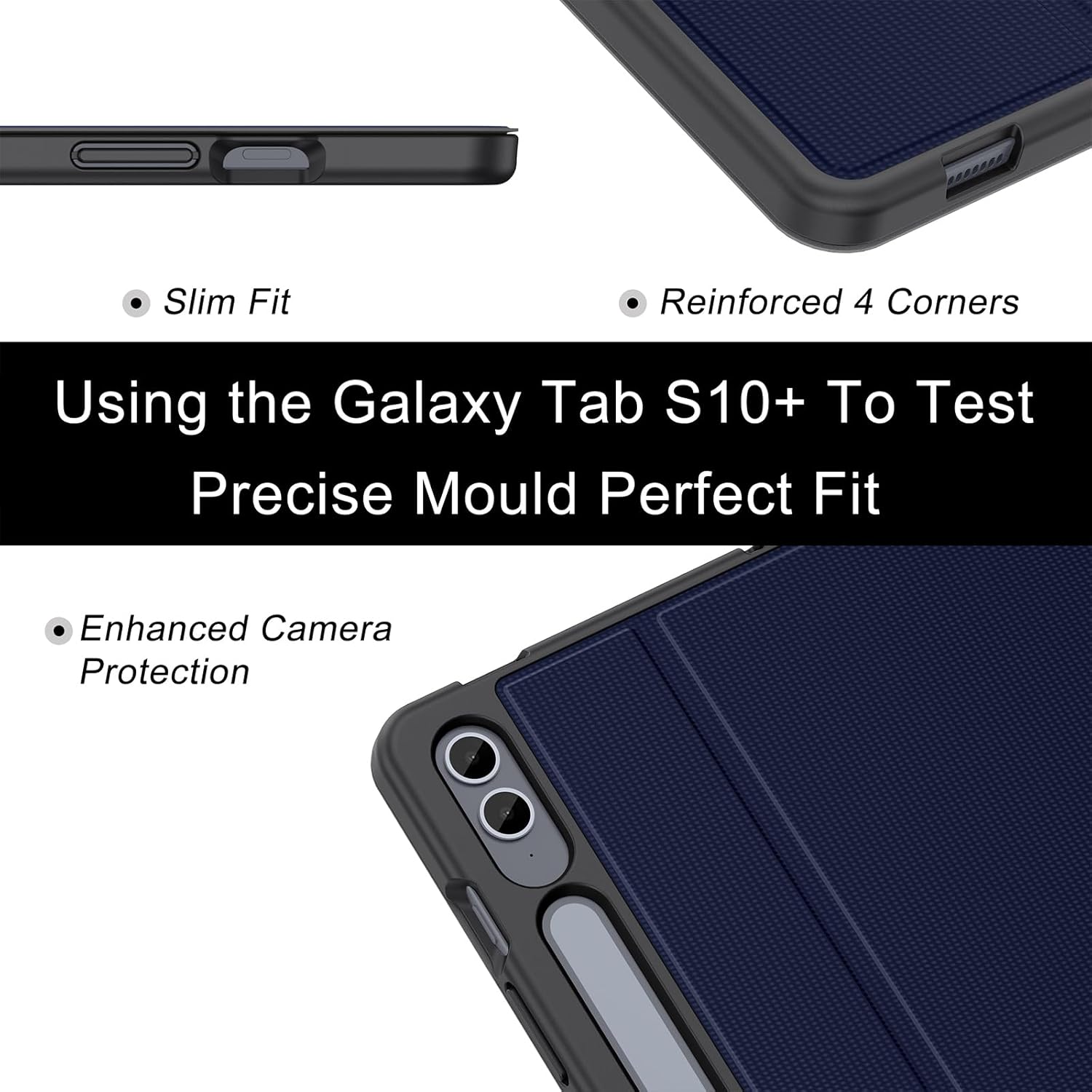 Soke Soke Galaxy Tab S10 Plus S9 Plus S9 FE Plus Case Shockproof Smart Folio Stand Soft TPU Back Cover Dark Blue 12.4 Inch - View 4 of 9