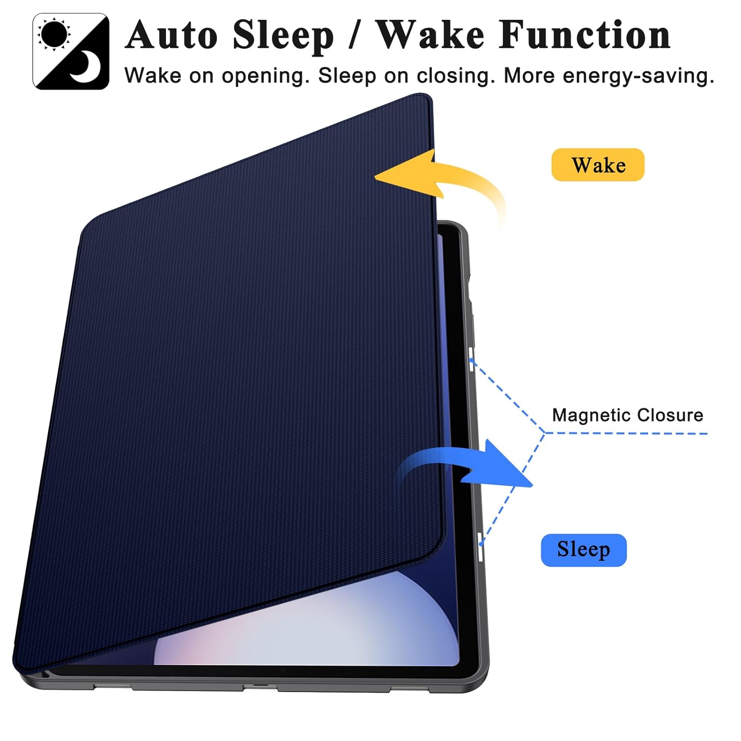 Soke Soke Galaxy Tab S10 Plus S9 Plus S9 FE Plus Case Shockproof Smart Folio Stand Soft TPU Back Cover Dark Blue 12.4 Inch - View 6 of 9