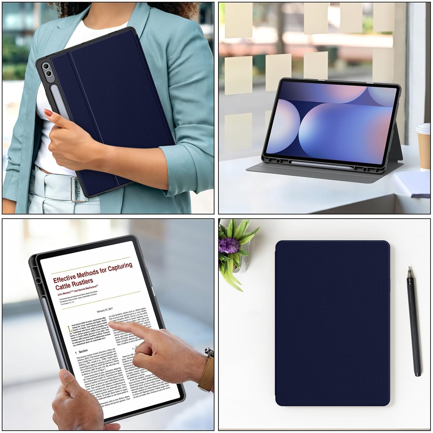Soke Soke Galaxy Tab S10 Plus S9 Plus S9 FE Plus Case Shockproof Smart Folio Stand Soft TPU Back Cover Dark Blue 12.4 Inch - View 7 of 9