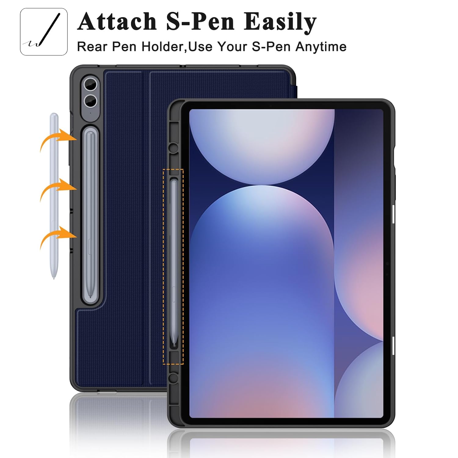 Soke Soke Galaxy Tab S10 Plus S9 Plus S9 FE Plus Case Shockproof Smart Folio Stand Soft TPU Back Cover Dark Blue 12.4 Inch - View 8 of 9
