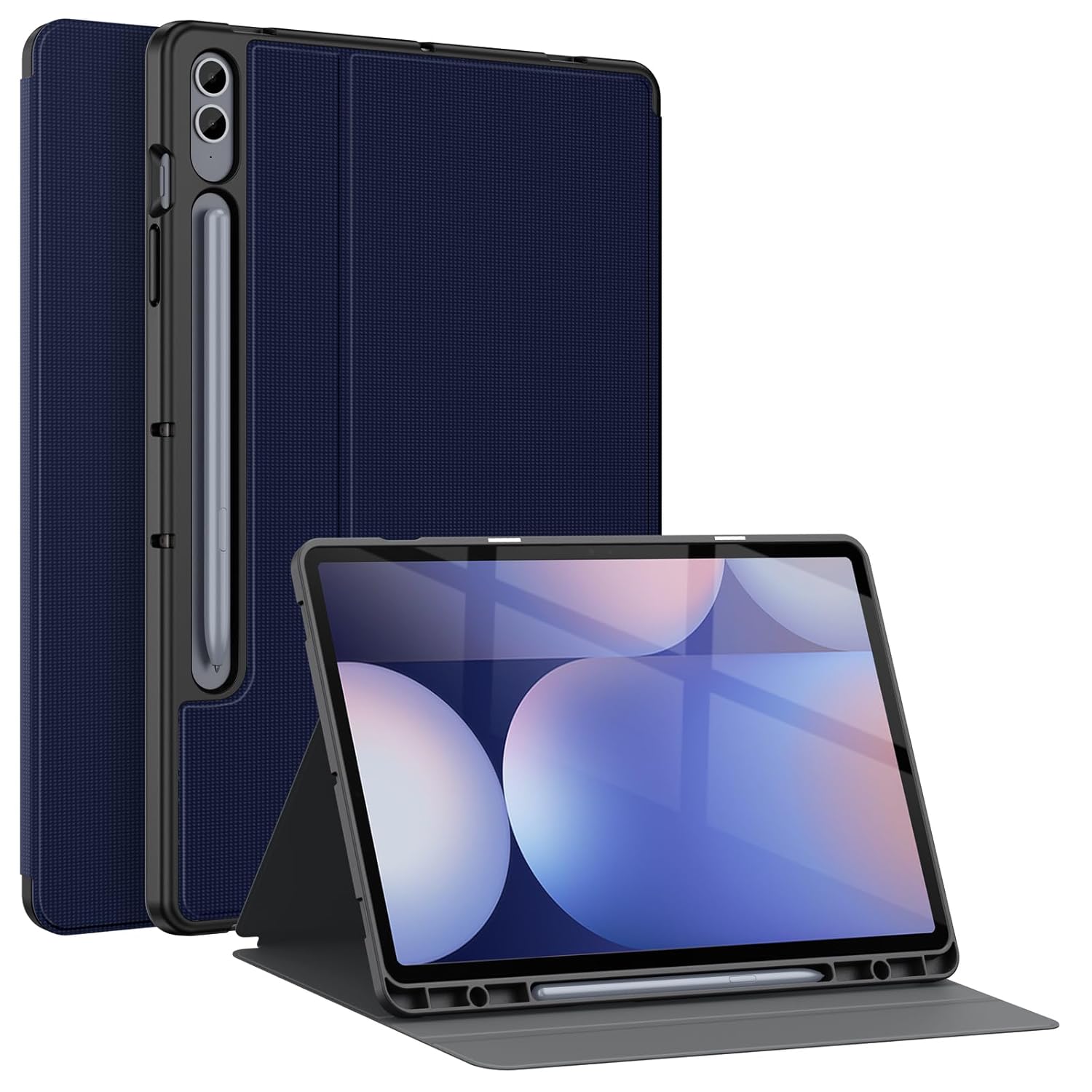Soke Soke Galaxy Tab S10 Plus S9 Plus S9 FE Plus Case Shockproof Smart Folio Stand Soft TPU Back Cover Dark Blue 12.4 Inch