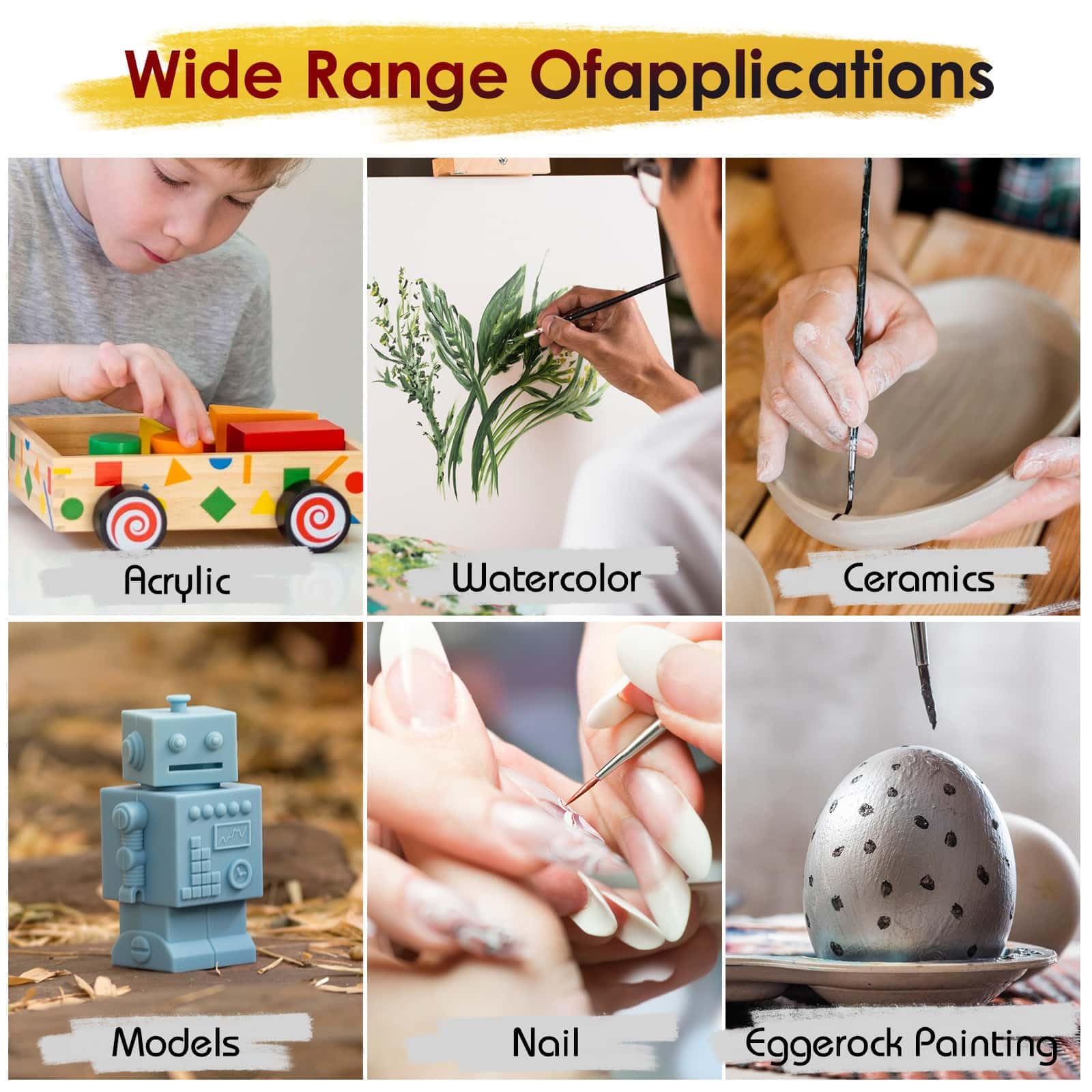 anezus Anezus Tiny Detail Paint Brushes Set 30 Pcs Fine Liner Brushes for Miniature 40k Model Crafts Watercolor Acrylics Oil - View 6 of 7