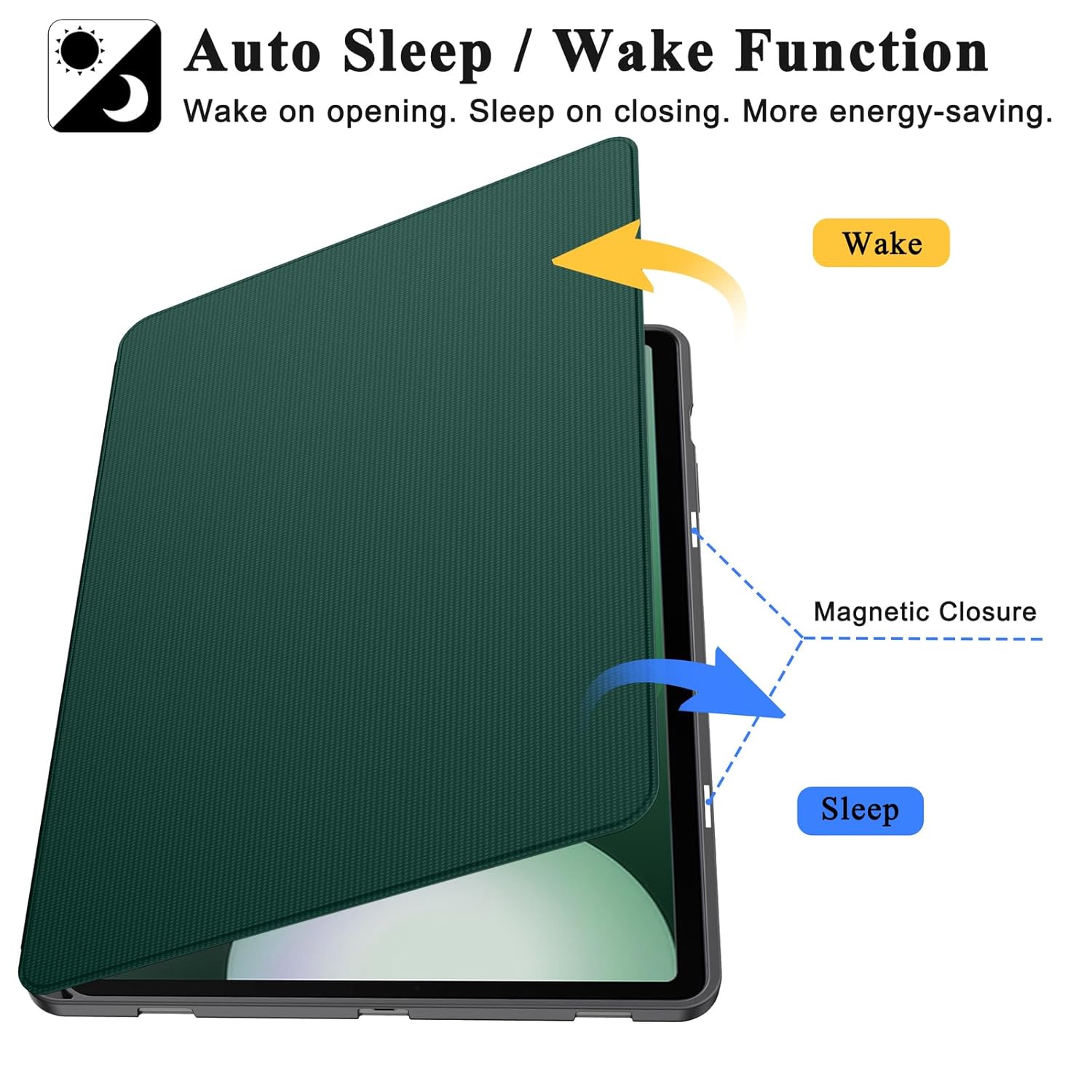 Soke Soke Galaxy Tab S10 S9 S9 FE Plus Case Shockproof Smart Folio Stand Soft TPU Back Cover Midnight Green 12.4 Inch - View 6 of 9