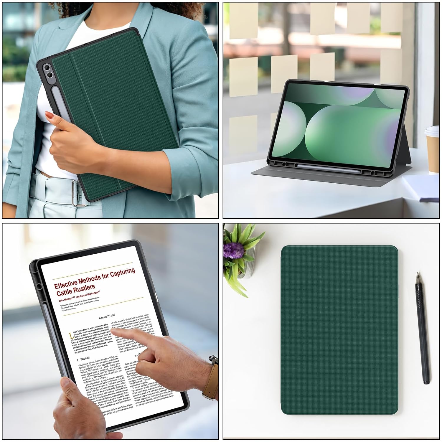 Soke Soke Galaxy Tab S10 S9 S9 FE Plus Case Shockproof Smart Folio Stand Soft TPU Back Cover Midnight Green 12.4 Inch - View 7 of 9