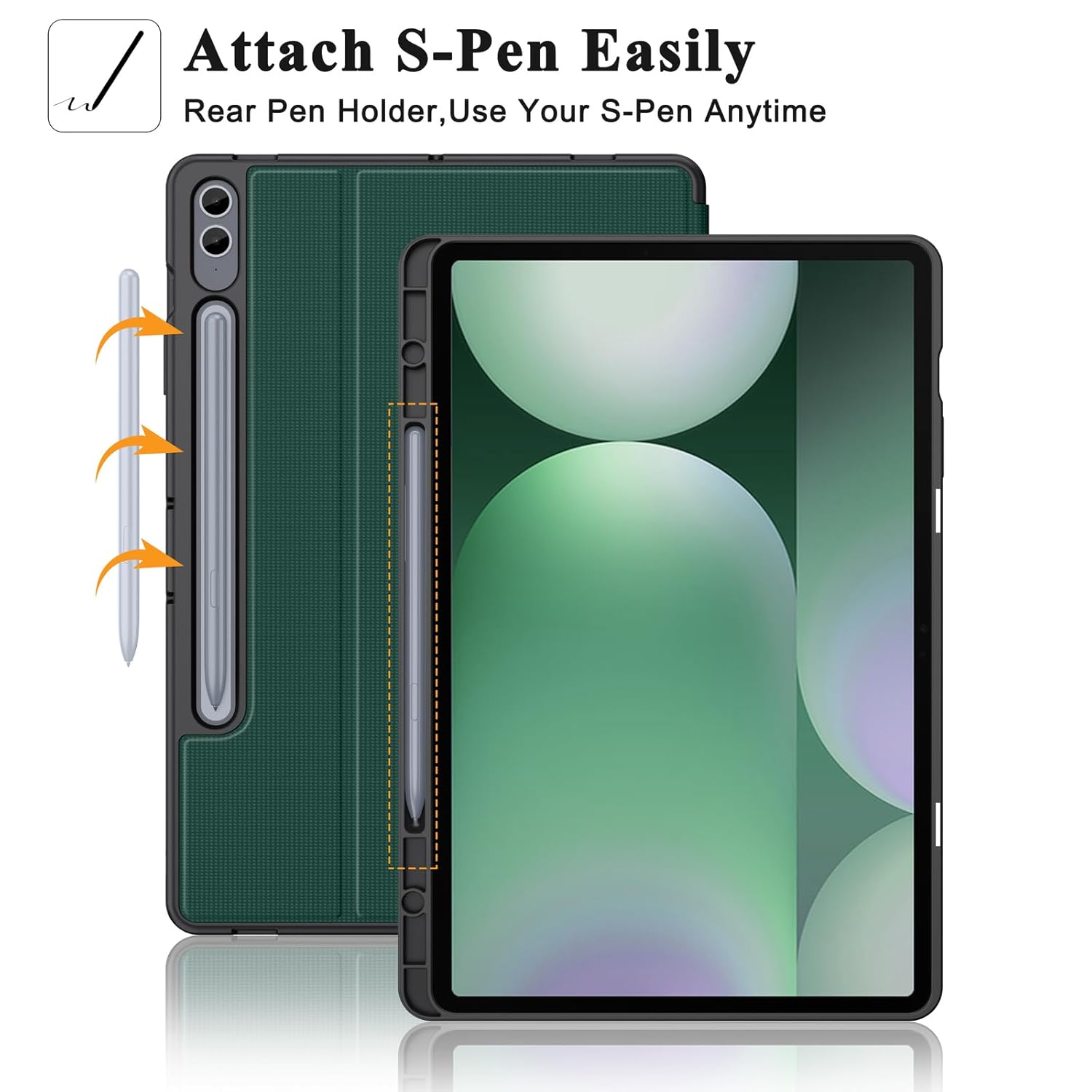 Soke Soke Galaxy Tab S10 S9 S9 FE Plus Case Shockproof Smart Folio Stand Soft TPU Back Cover Midnight Green 12.4 Inch - View 8 of 9