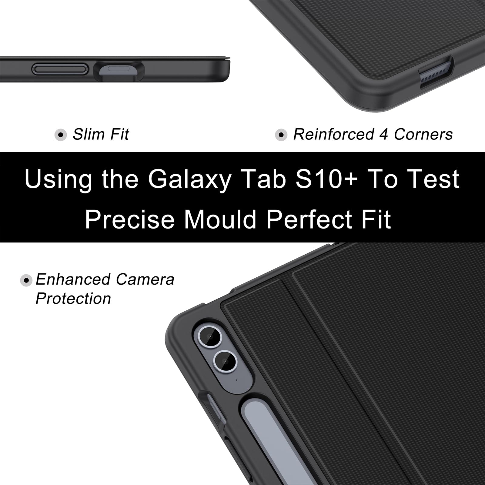 Soke Soke Galaxy Tab S10 Plus S9 Plus S9 FE Plus Case Shockproof Smart Folio Stand Soft TPU Back Cover for Samsung Galaxy Tablet 12.4 Inch Black - View 4 of 9