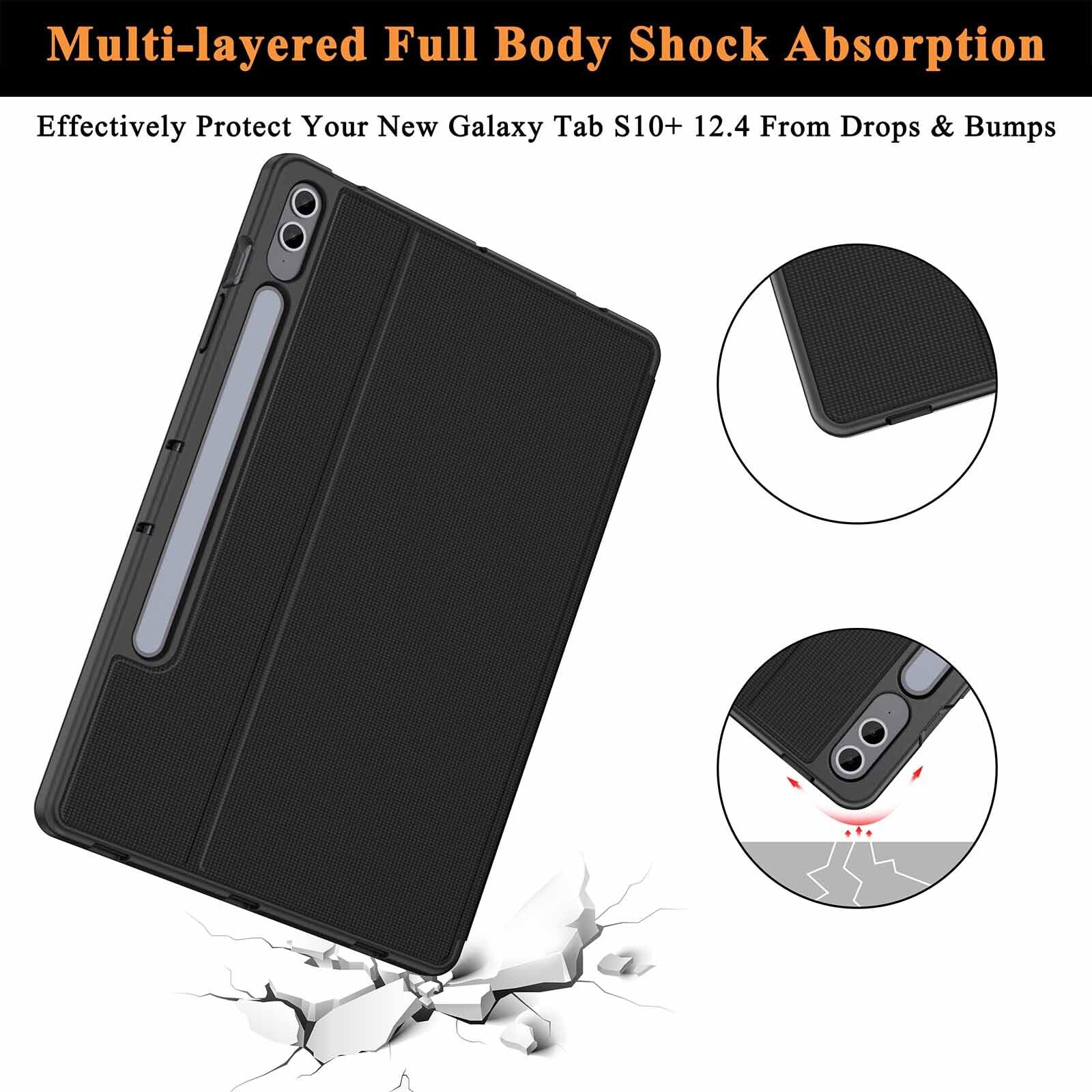 Soke Soke Galaxy Tab S10 Plus S9 Plus S9 FE Plus Case Shockproof Smart Folio Stand Soft TPU Back Cover for Samsung Galaxy Tablet 12.4 Inch Black - View 5 of 9