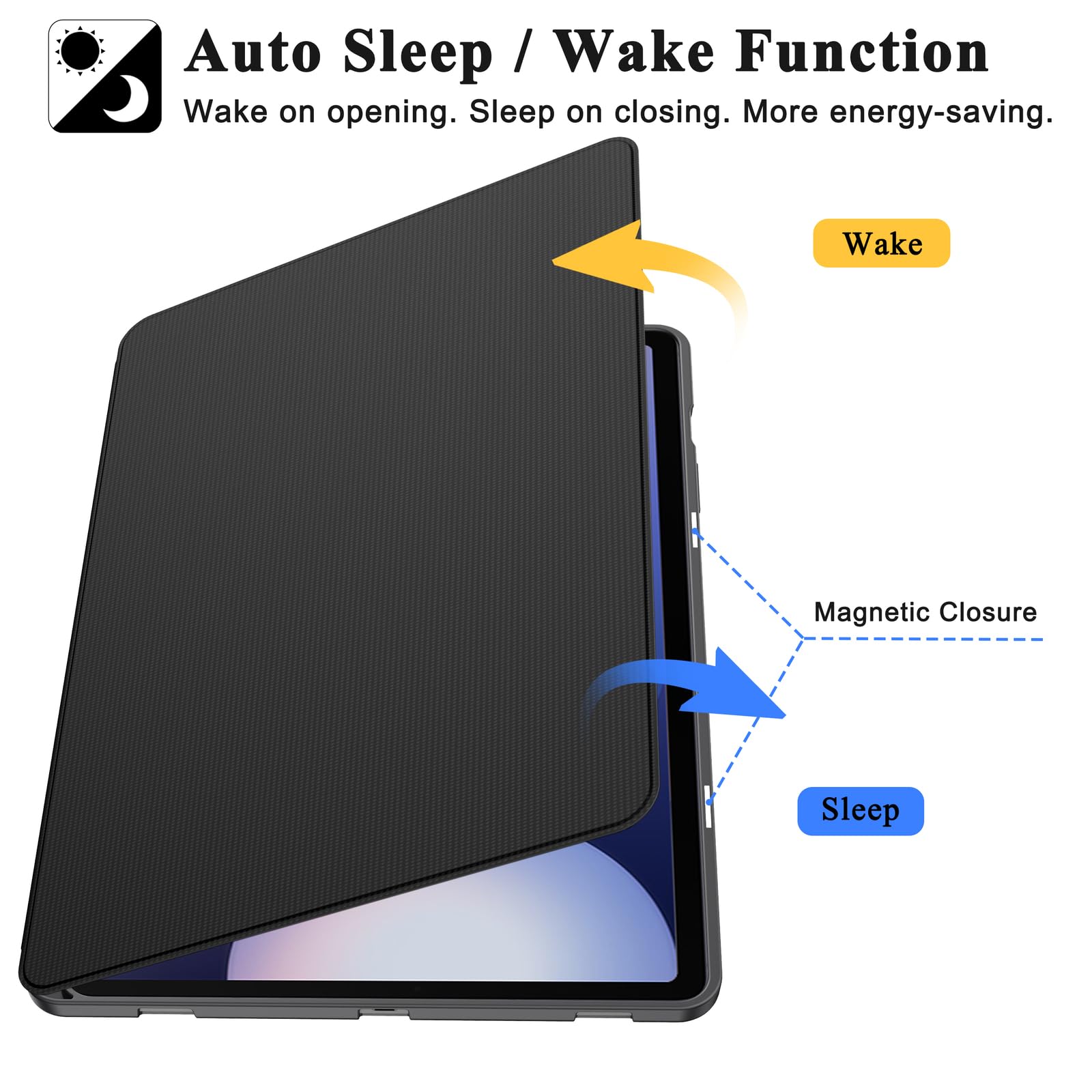 Soke Soke Galaxy Tab S10 Plus S9 Plus S9 FE Plus Case Shockproof Smart Folio Stand Soft TPU Back Cover for Samsung Galaxy Tablet 12.4 Inch Black - View 6 of 9