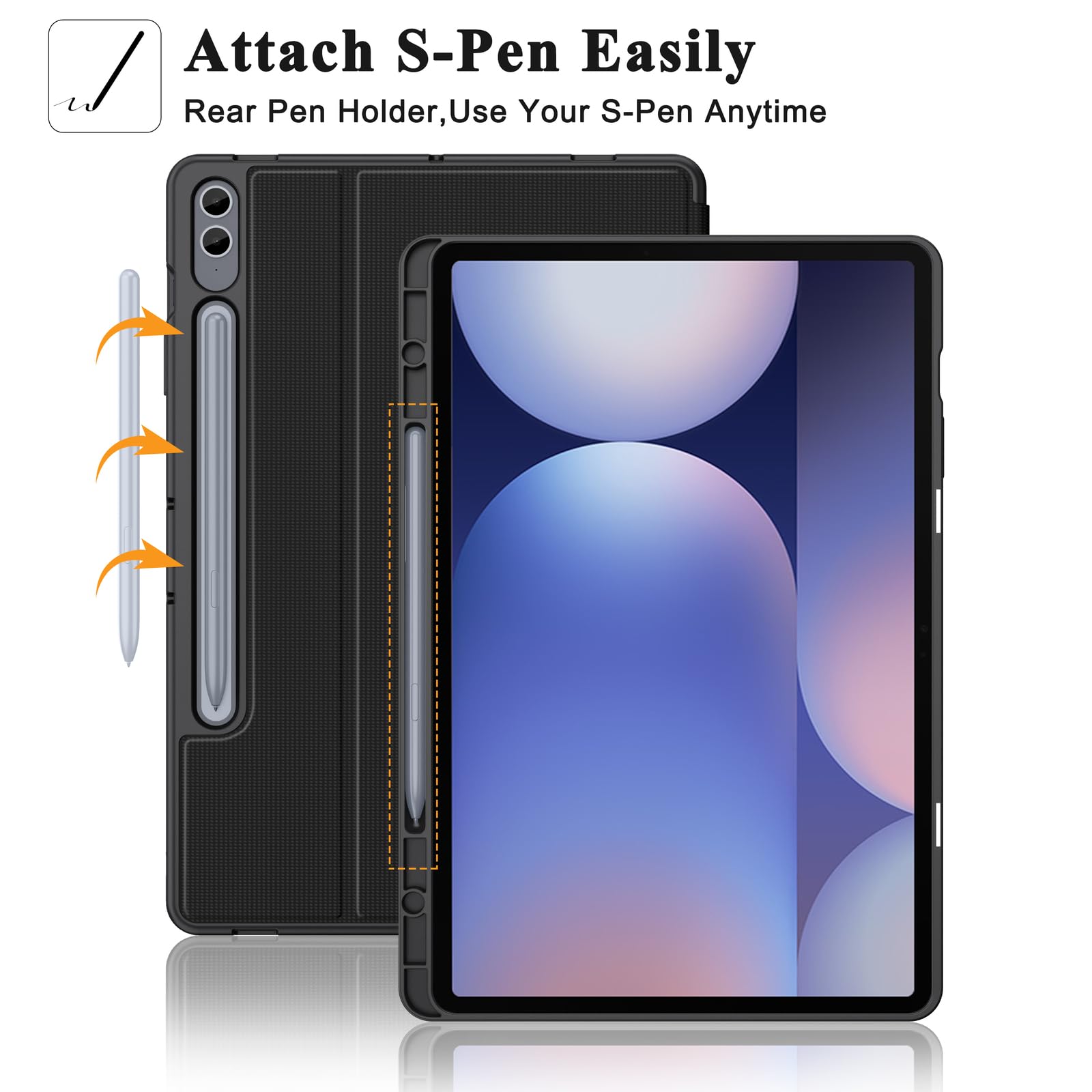 Soke Soke Galaxy Tab S10 Plus S9 Plus S9 FE Plus Case Shockproof Smart Folio Stand Soft TPU Back Cover for Samsung Galaxy Tablet 12.4 Inch Black - View 8 of 9