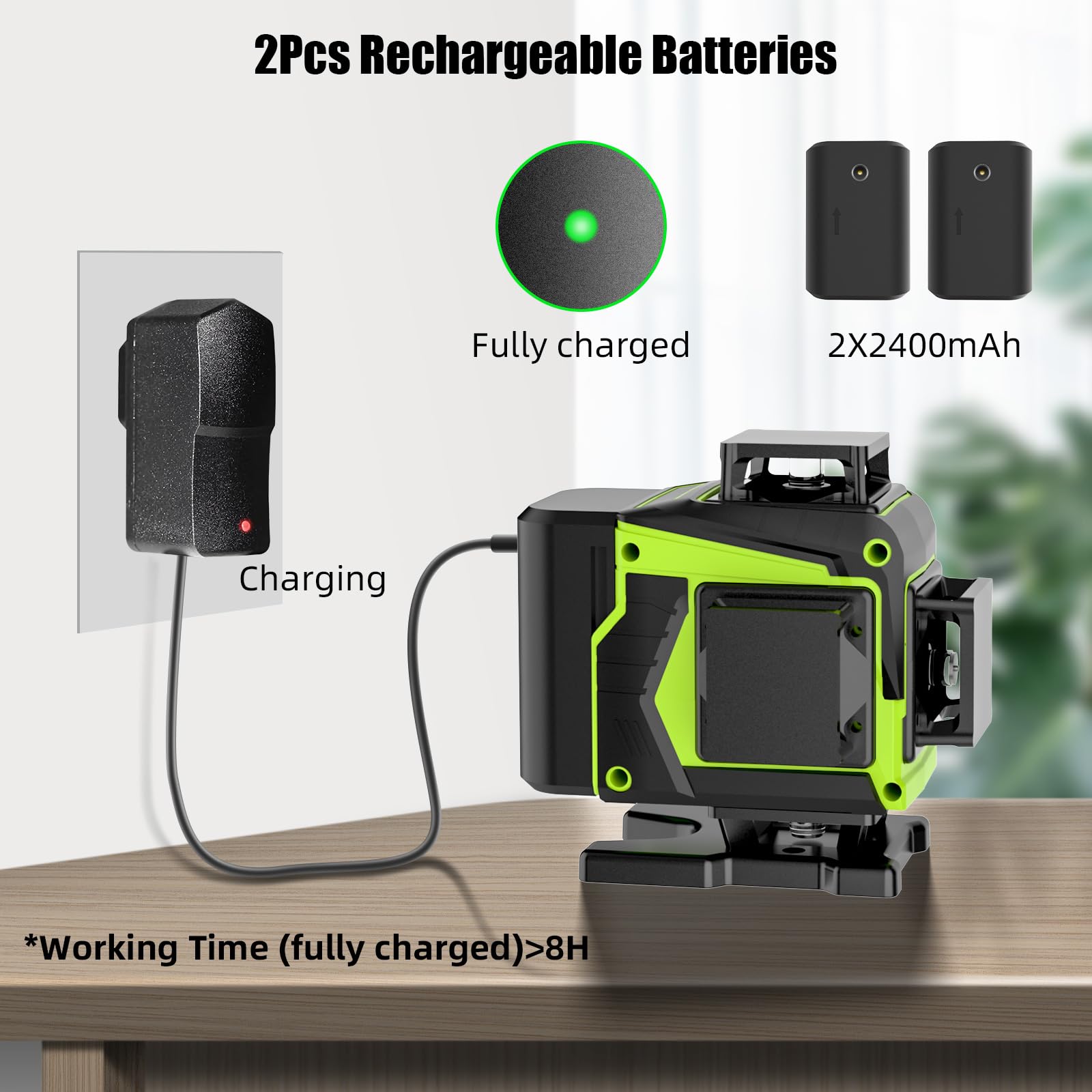 ENRIPRT 16 Line Laser Level 360 Self Leveling 4D Green Cross Line Laser for Construction and Picture Hanging with Batteries and Remote Control - View 6 of 8