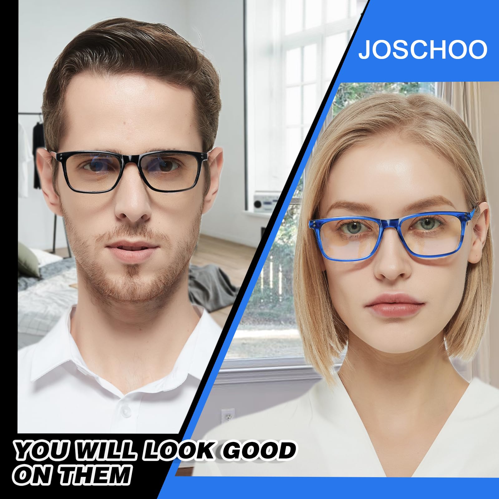 JOSCHOO JOSCHOO 5 Pack Reading Glasses for Men and Women Comfortable Spring Hinges in 5 Colors with 1.75 Magnification - View 5 of 7