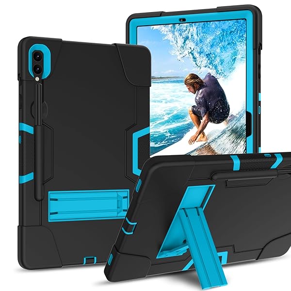 GUAGUA GUAGUA Samsung Galaxy Tab S9 Plus S9 FE Plus 12.4 Inch 2023 Heavy Duty Rugged Case with Kickstand Shockproof Anti Scratch Black Blue
