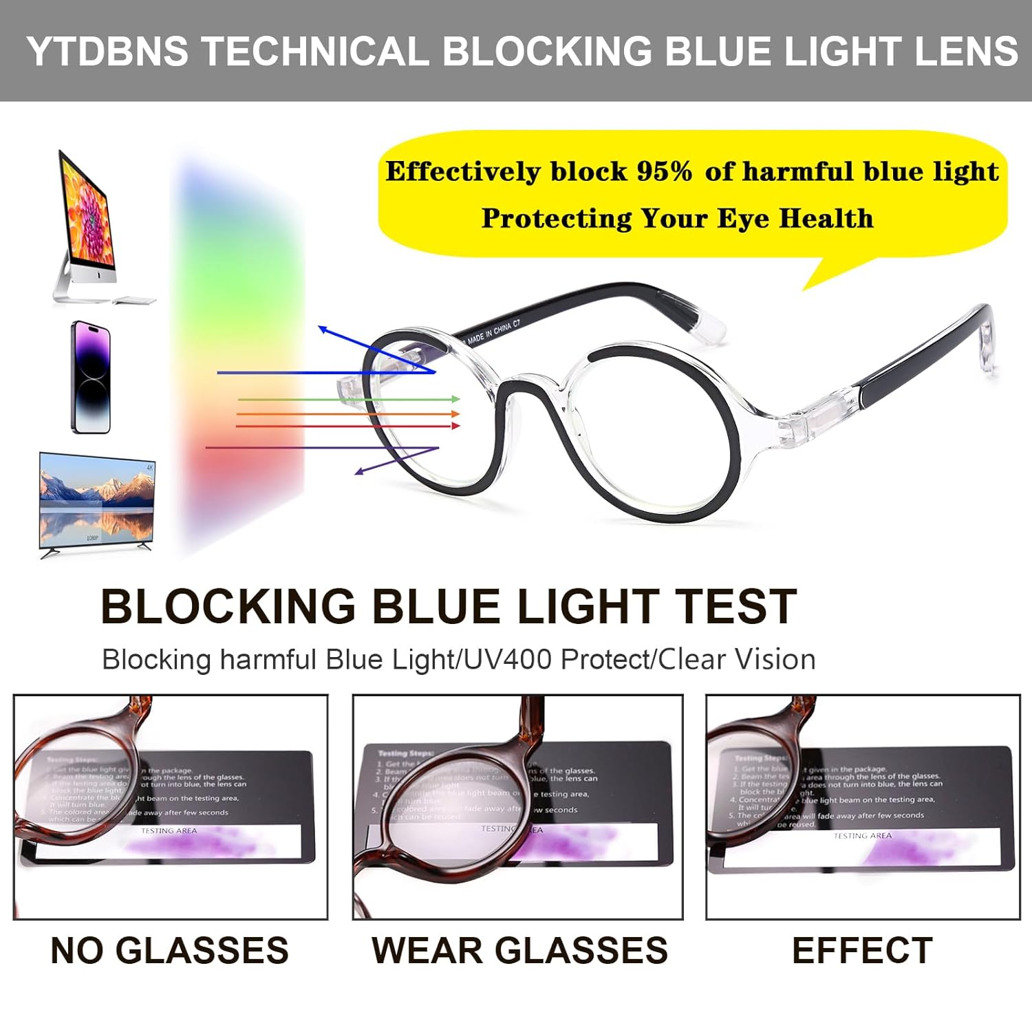 YTDBNS YTDBNS 2 Pack Retro Round Blue Light Blocking Reading Glasses for Women and Men with Spring Hinge 2.0 - View 5 of 7