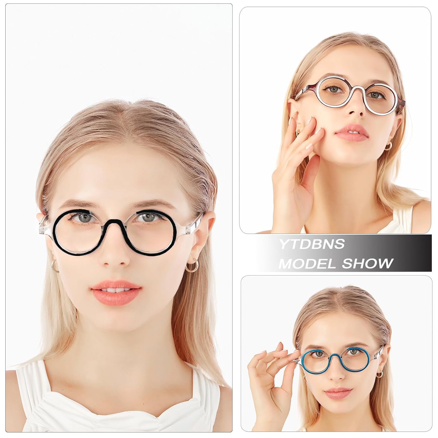 YTDBNS YTDBNS 2 Pack Retro Round Blue Light Blocking Reading Glasses for Women and Men with Spring Hinge 2.0 - View 6 of 7