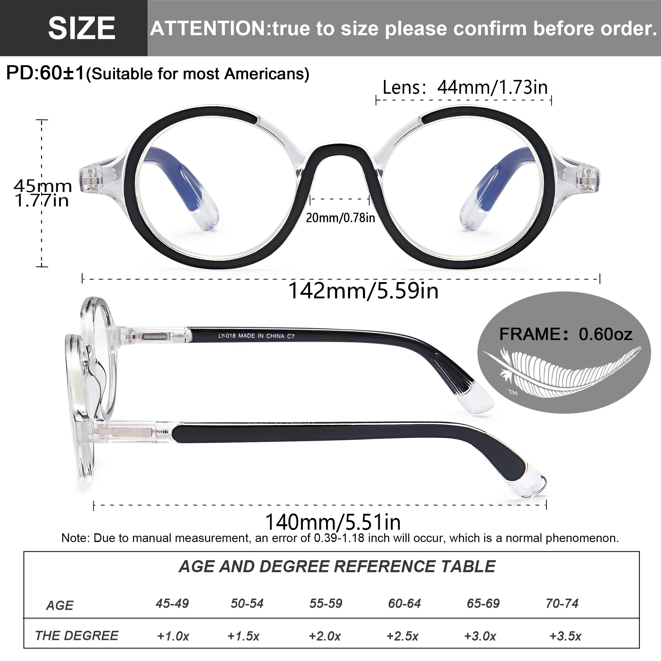 YTDBNS YTDBNS 2 Pack Retro Round Blue Light Blocking Reading Glasses for Women and Men with Spring Hinge 2.5 Magnification - View 3 of 7