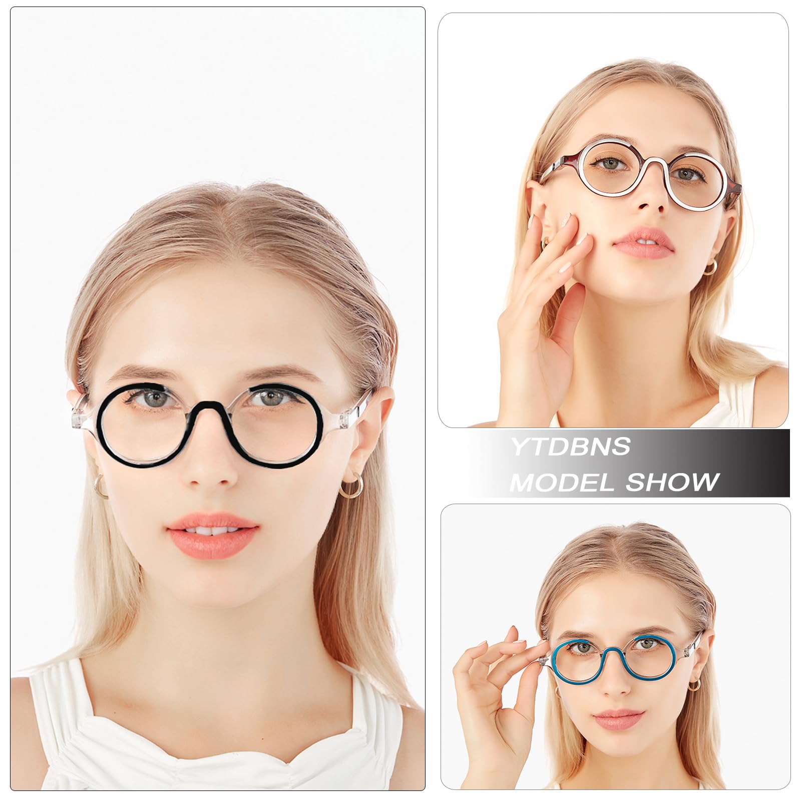 YTDBNS YTDBNS 2 Pack Retro Round Blue Light Blocking Reading Glasses for Women and Men with Spring Hinge 2.5 Magnification - View 6 of 7