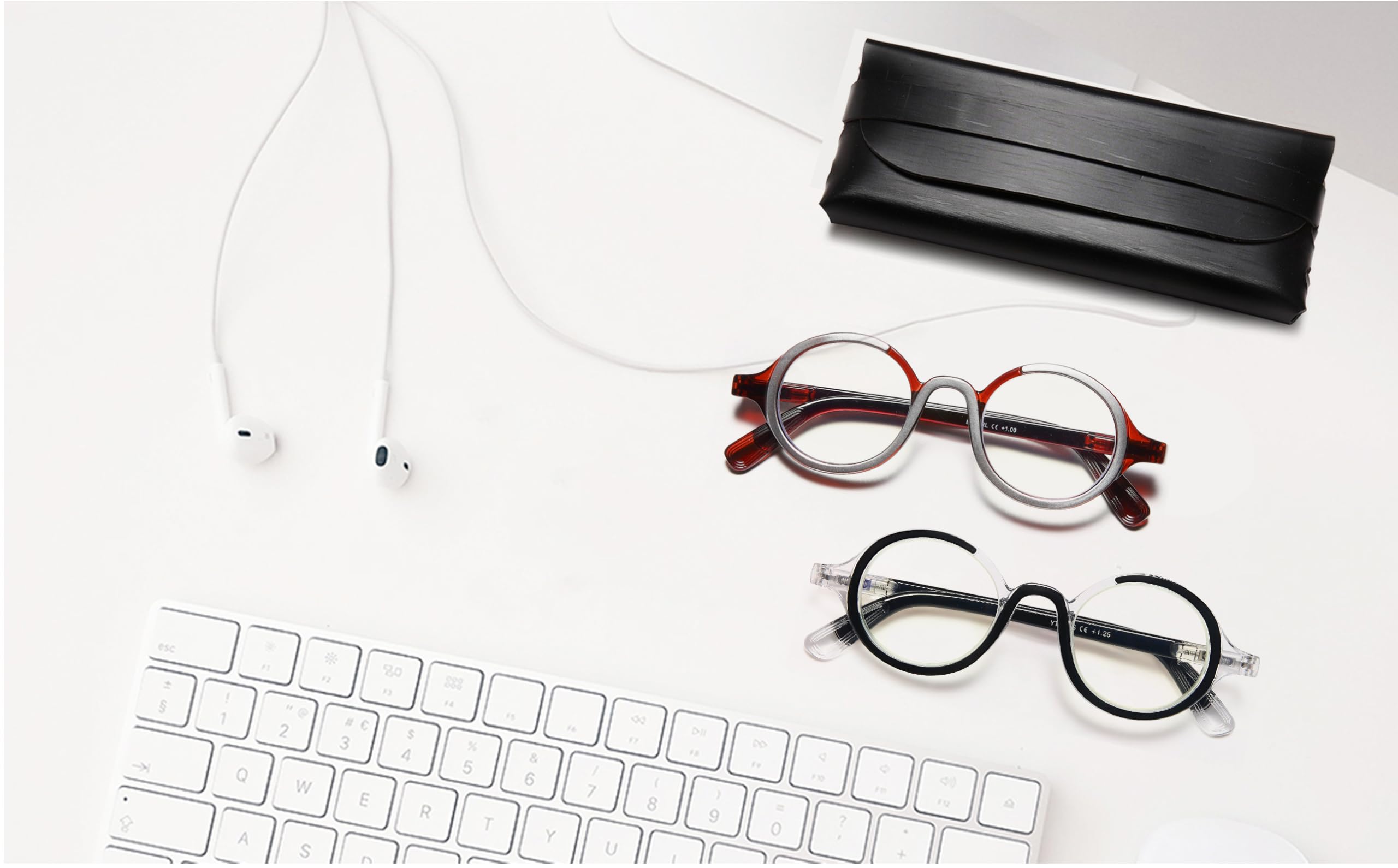 YTDBNS YTDBNS 2 Pack Retro Round Blue Light Blocking Reading Glasses for Women and Men with Spring Hinge 2.5 Magnification - View 7 of 7