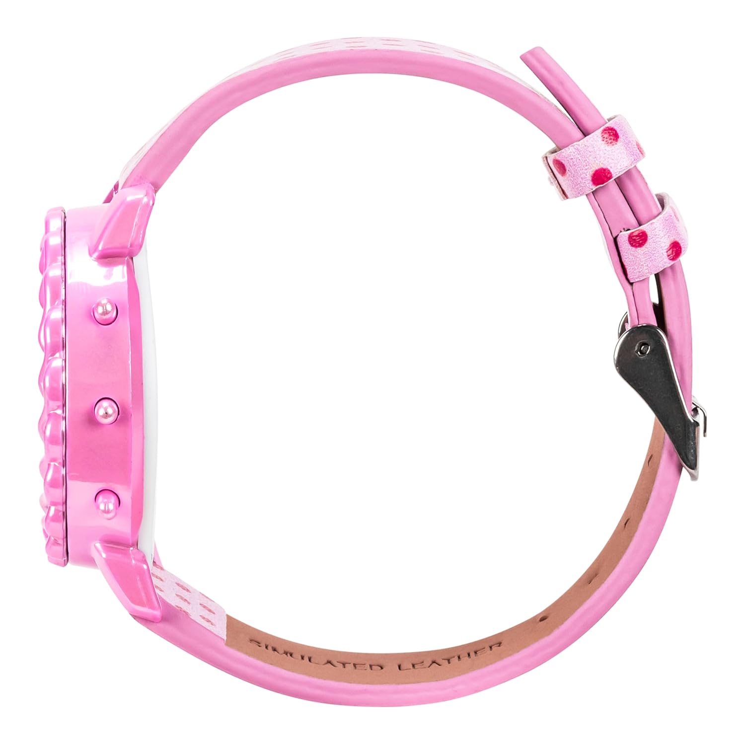 Accutime Hello Kitty Kids Digital Watch LED Display Pink Polka Dot Strap Adorable Strawberry Design Fun Light-Up Durable Adjustable Fit - View 6 of 9