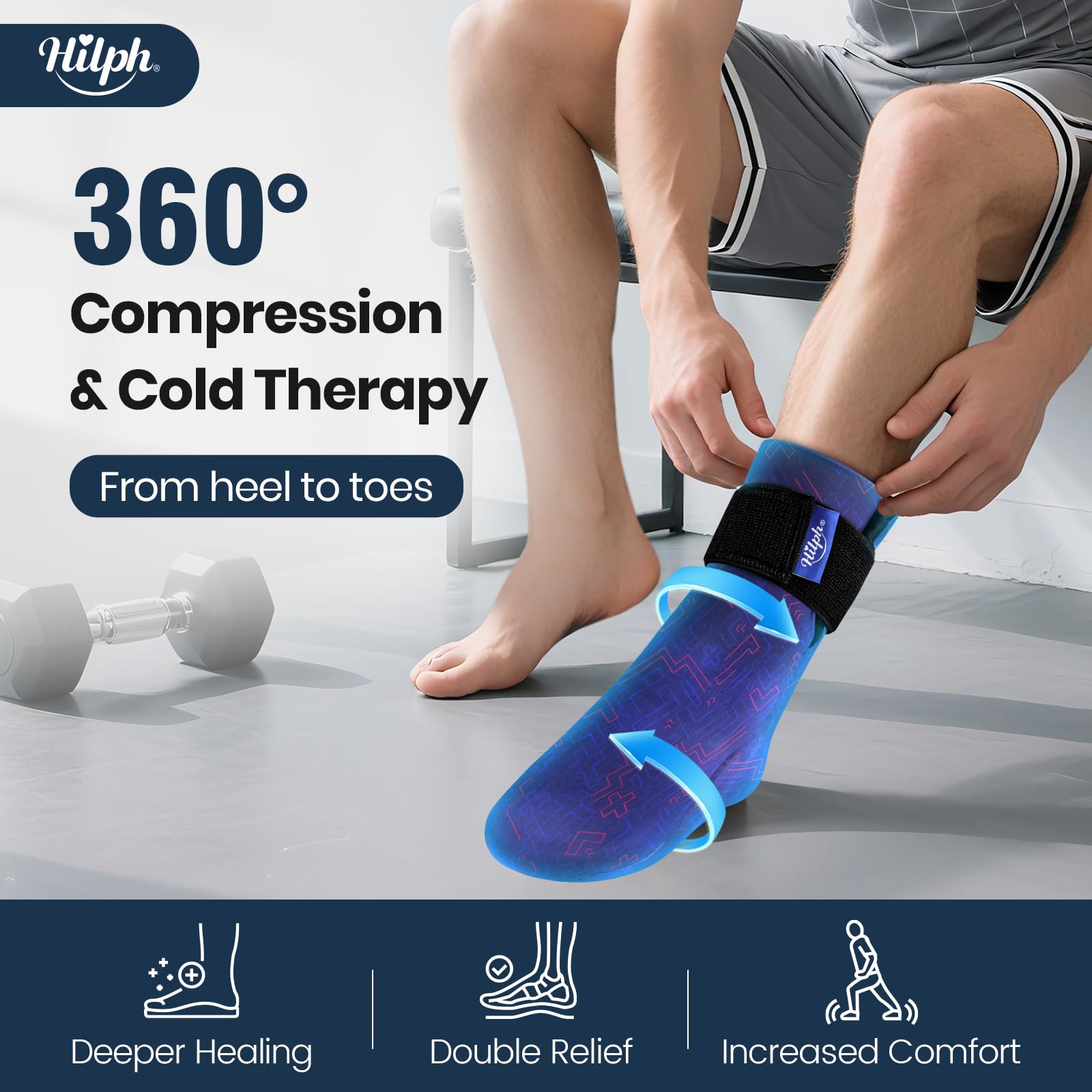 Hilph Hilph Gel Foot Ice Pack Sock for Hot and Cold Therapy Cooling Socks for Hot Feet Edema Chemotherapy Arthritis Post Partum Foot Blue - View 2 of 9
