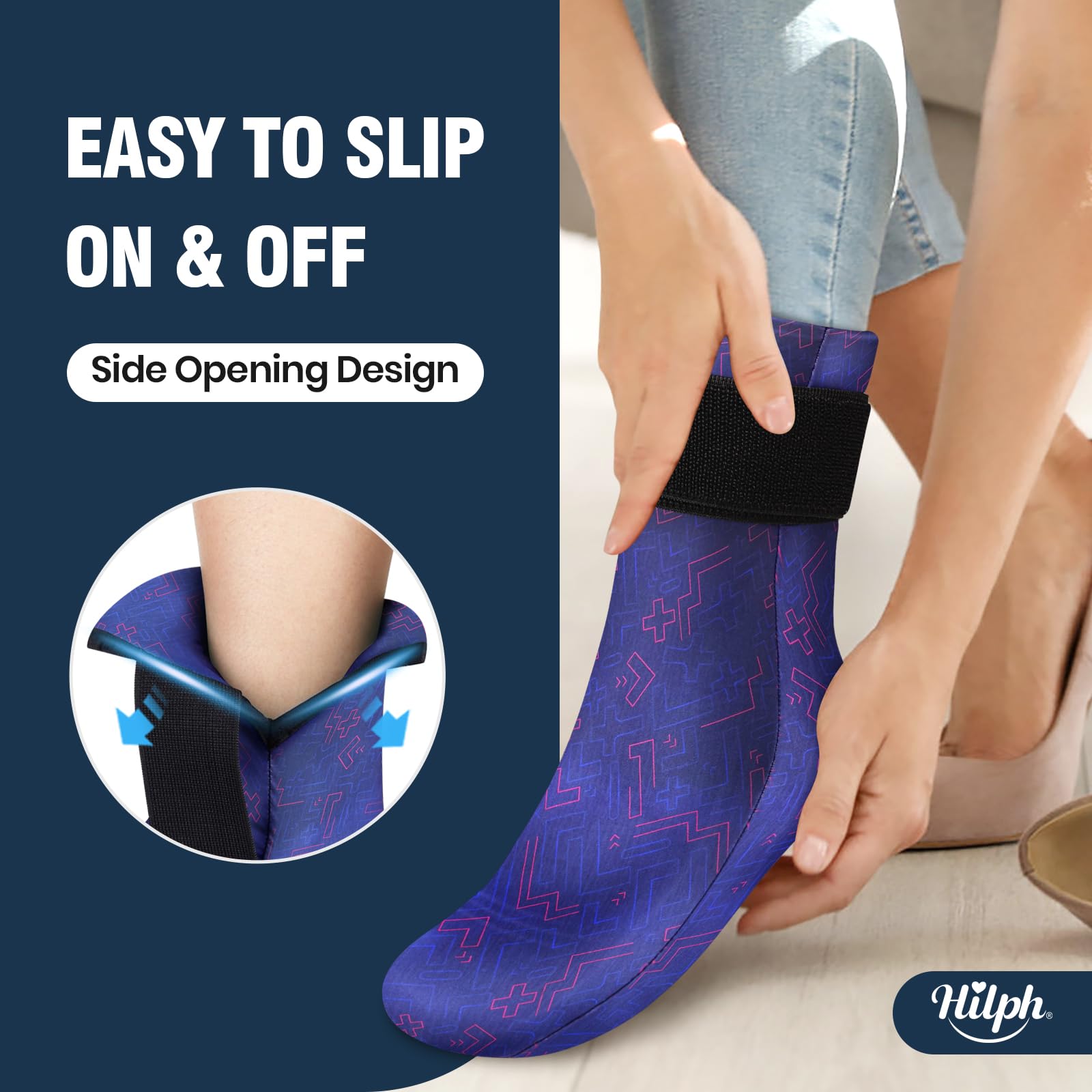 Hilph Hilph Gel Foot Ice Pack Sock for Hot and Cold Therapy Cooling Socks for Hot Feet Edema Chemotherapy Arthritis Post Partum Foot Blue - View 3 of 9