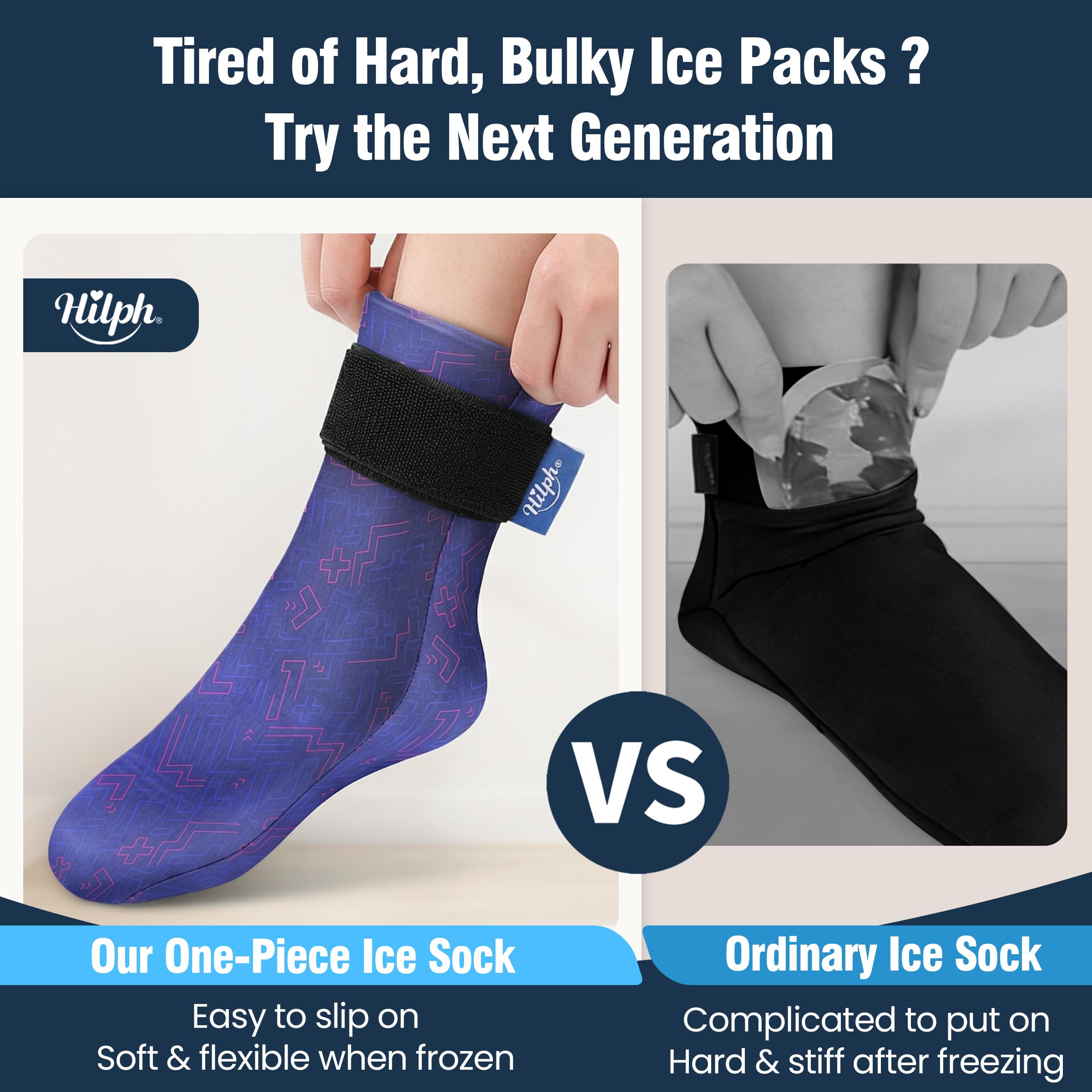 Hilph Hilph Gel Foot Ice Pack Sock for Hot and Cold Therapy Cooling Socks for Hot Feet Edema Chemotherapy Arthritis Post Partum Foot Blue - View 6 of 9