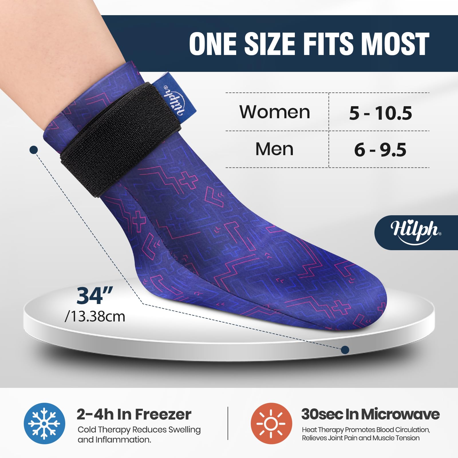 Hilph Hilph Gel Foot Ice Pack Sock for Hot and Cold Therapy Cooling Socks for Hot Feet Edema Chemotherapy Arthritis Post Partum Foot Blue - View 7 of 9