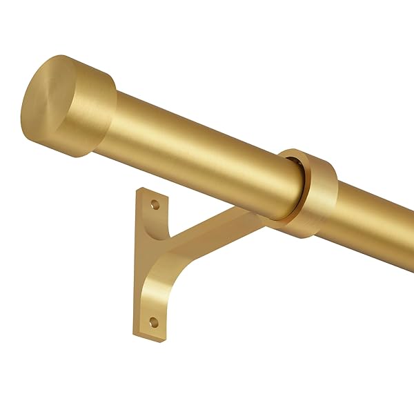 Lwiiom Lwiiom Adjustable Gold Curtain Rods 16 to 28 Inch with Aluminum End Caps and Brackets for Wall and Ceiling Mount