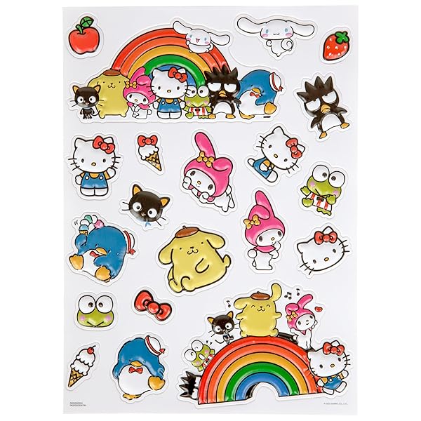 Trends International Hello Kitty and Friends Sanrio Raised Sticker Sheet: Perfect for Crafting & Collecting!