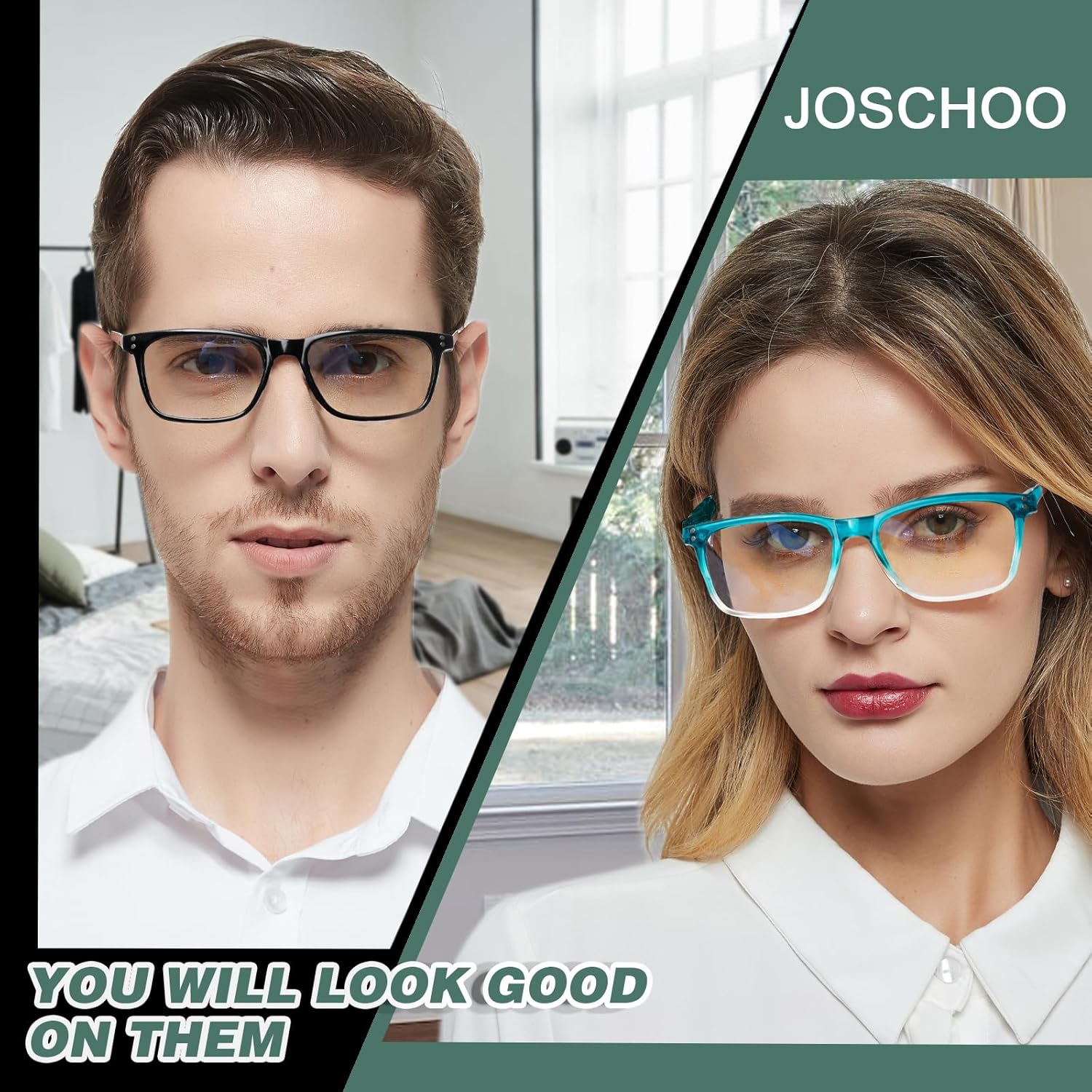 JOSCHOO JOSCHOO 5 Pack Comfortable Reading Glasses for Men and Women with Spring Hinges in 5 Colors 1.0 Magnification - View 5 of 7