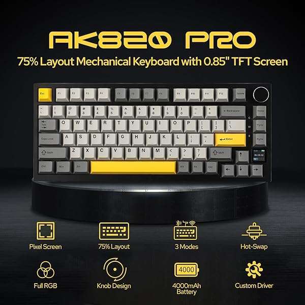 EPOMAKER EPOMAKER Ajazz AK820 Pro: Gasket-Mounted 75% Mechanical Keyboard with TFT Display & Bluetooth 5.1 - Perfect Gaming Gift! - View 4 of 9