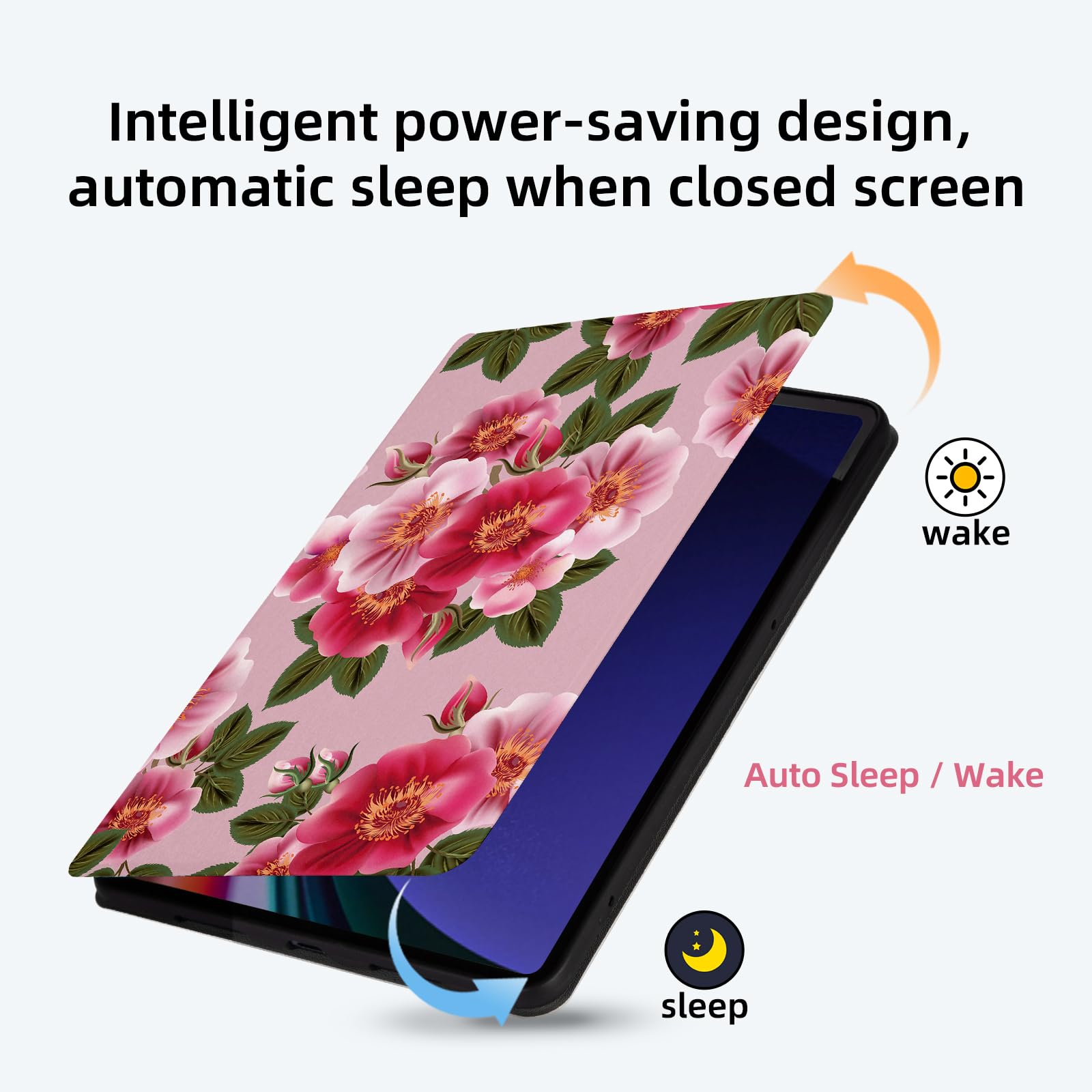 Nuouxoco Nuouxoco Premium Folio Case for Samsung Galaxy Tab S9 11 inch with Multi Viewing Angles and Auto Wake Sleep Feature in Fortune Peony Design - View 3 of 7