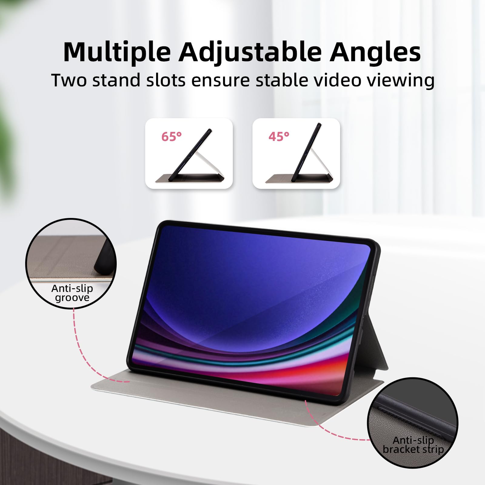 Nuouxoco Nuouxoco Premium Folio Case for Samsung Galaxy Tab S9 11 inch with Multi Viewing Angles and Auto Wake Sleep Feature in Fortune Peony Design - View 4 of 7