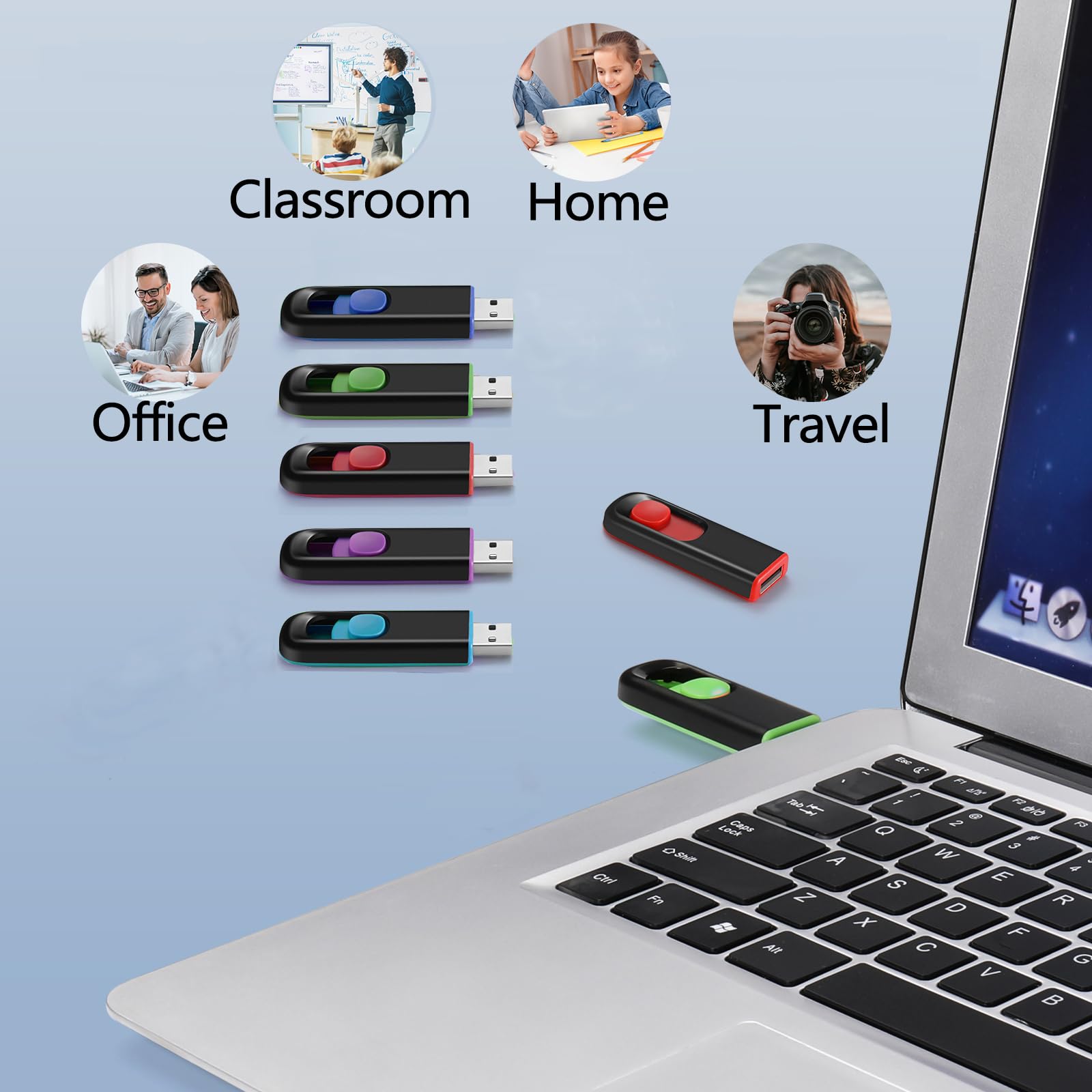 MAKACTUA MAKACTUA 5 Pack 8GB USB Flash Drive USB 2.0 Memory Stick for Data Storage in Multiple Colors - View 6 of 6