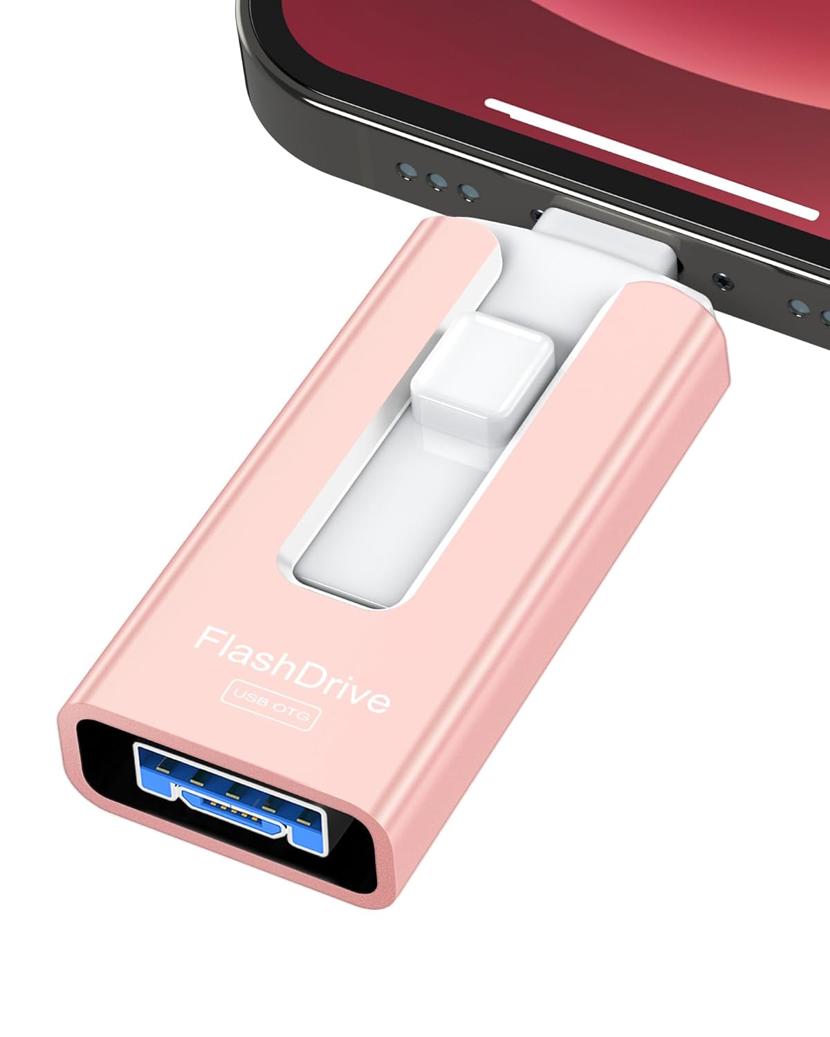GNASEET 256GB USB Flash Drive for Phone and Pad High Speed External Thumb Drive for Photo and Video Storage in Pink