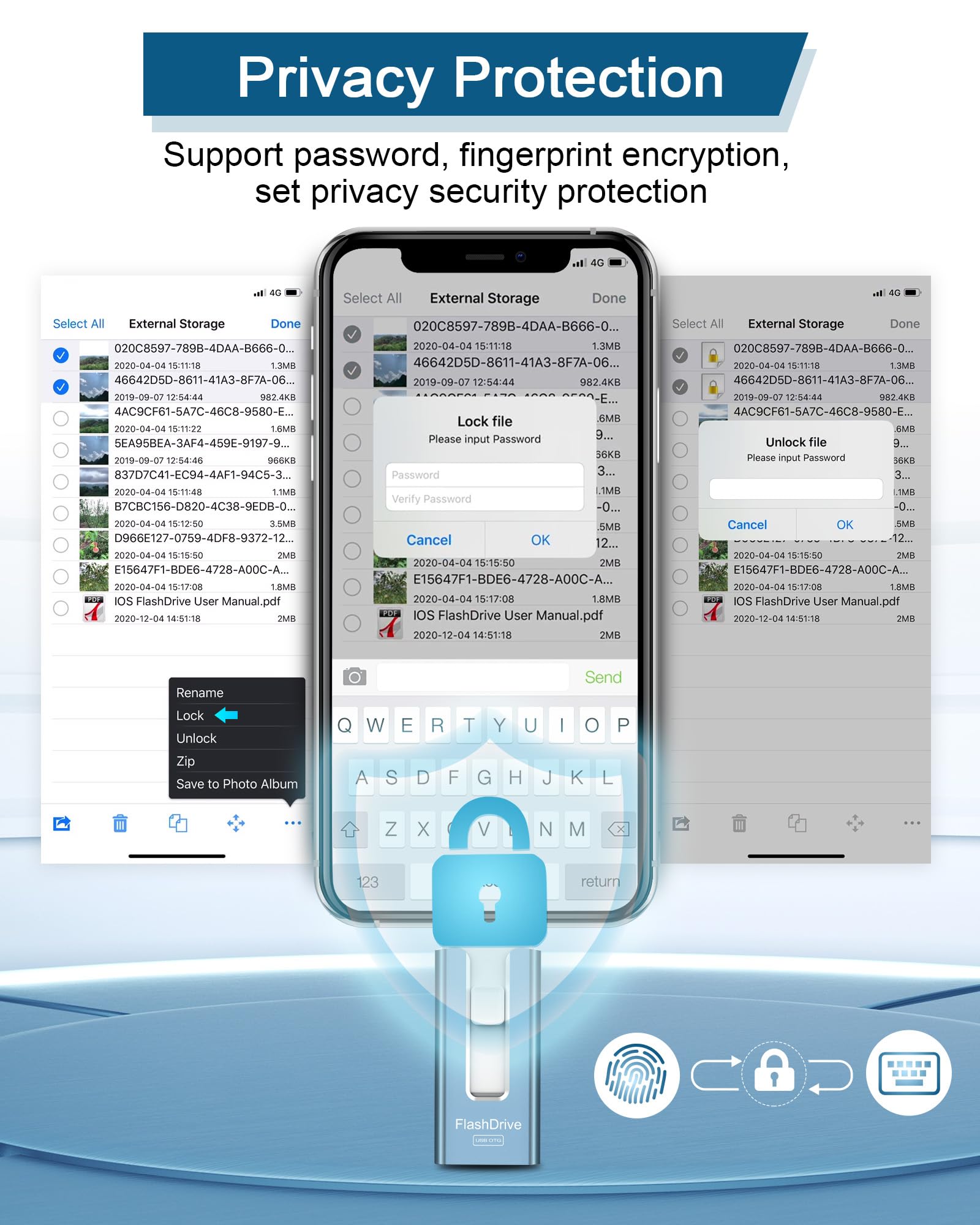 GNASEET 256GB USB Flash Drive for Phone and Pad High Speed Photo Storage Memory Stick Save More Photos and Videos Blue - View 6 of 9