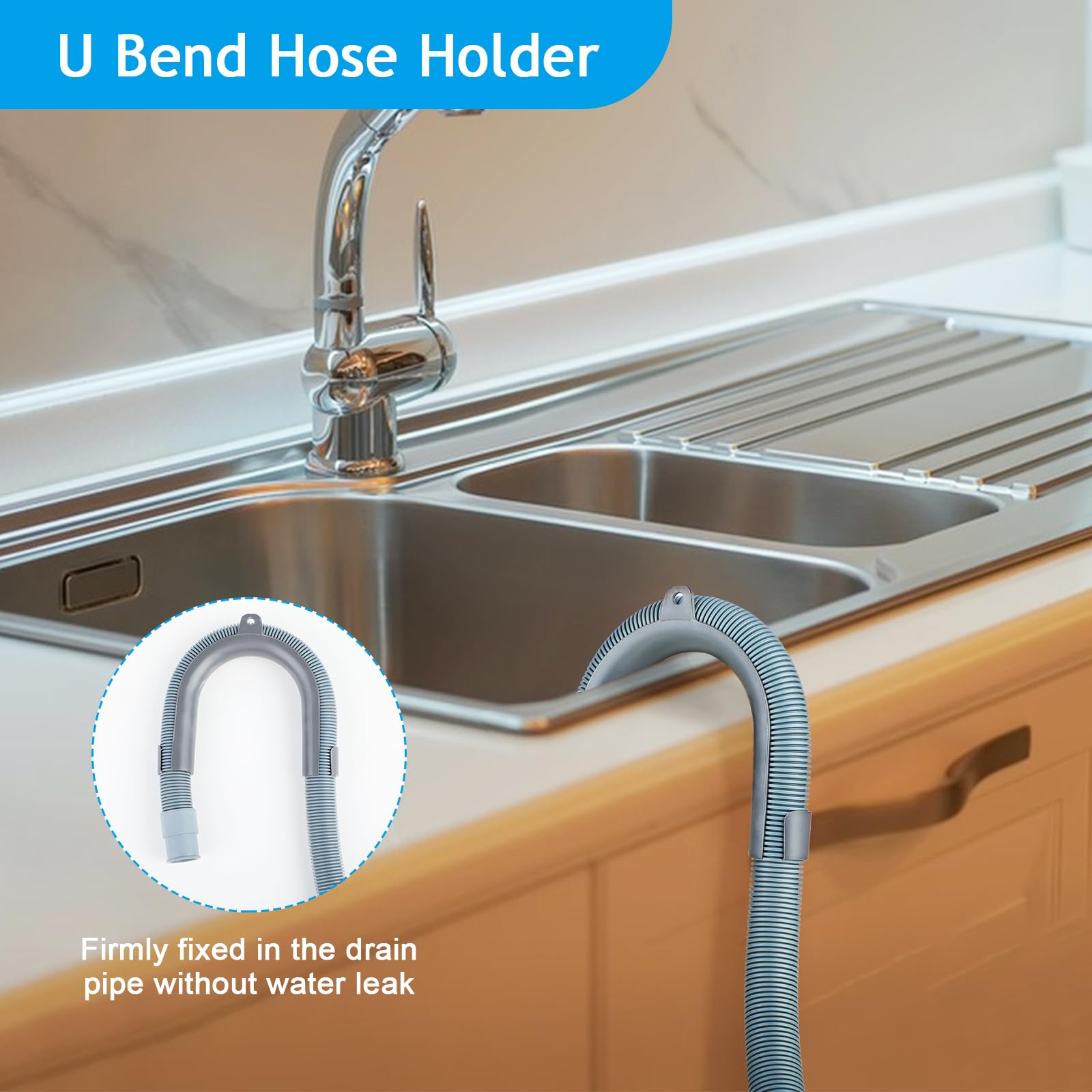 Sunenlyst Sunenlyst 6.5 Feet Washing Machine Drain Hose Universal Dishwasher Extension Kit Flexible Portable Discharge Hose with U-Bend Holder and Clamps - View 6 of 7