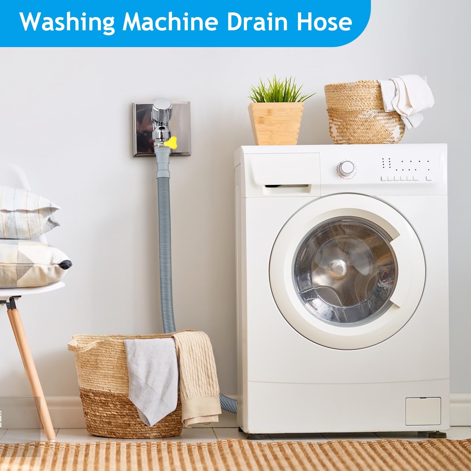 Sunenlyst Sunenlyst 6.5 Feet Washing Machine Drain Hose Universal Dishwasher Extension Kit Flexible Portable Discharge Hose with U-Bend Holder and Clamps - View 7 of 7