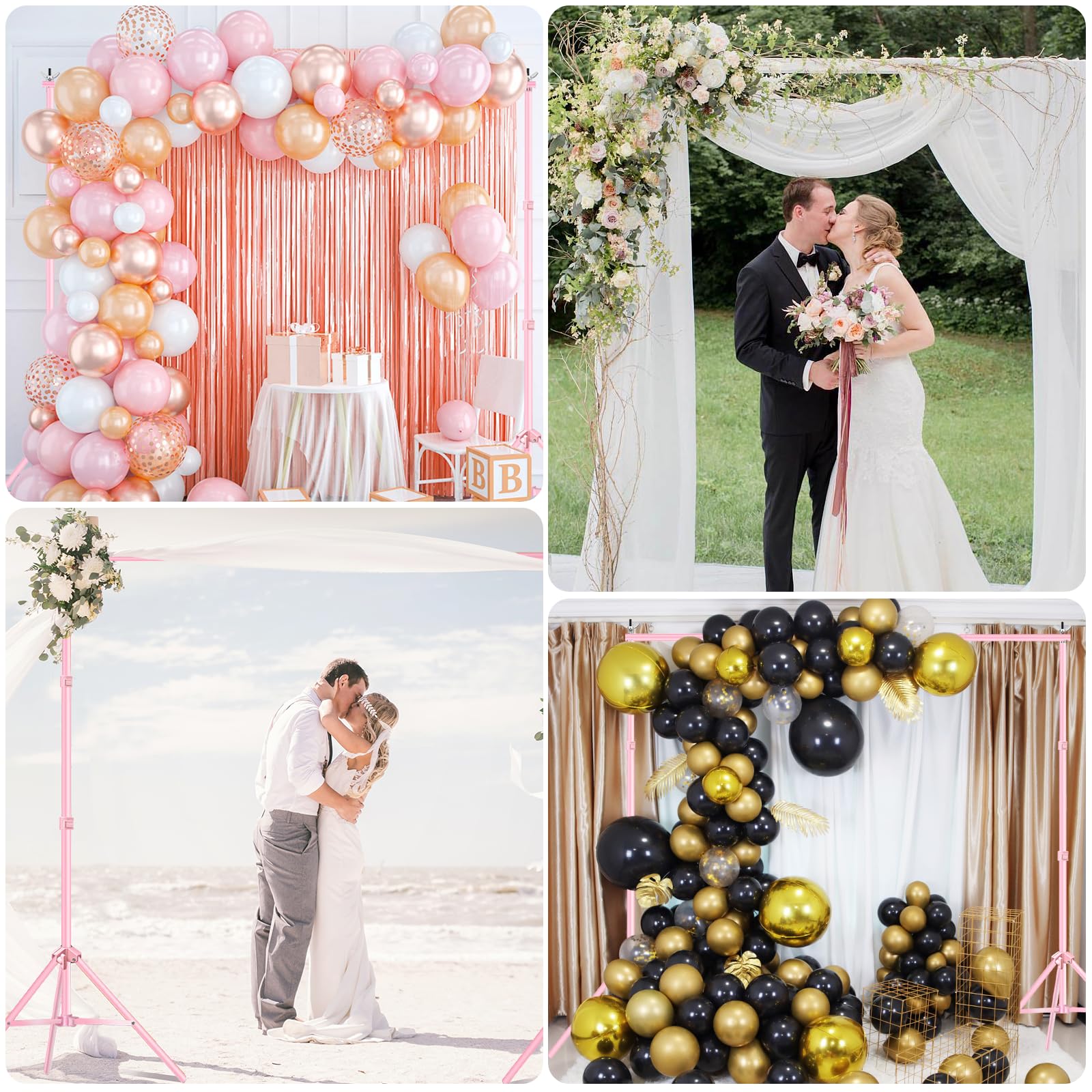 EMART EMART 10x7ft Adjustable Backdrop Stand Kit with Crossbars Clamps Sandbags Carry Bag for Photography Events Weddings Parties Pink - View 6 of 6