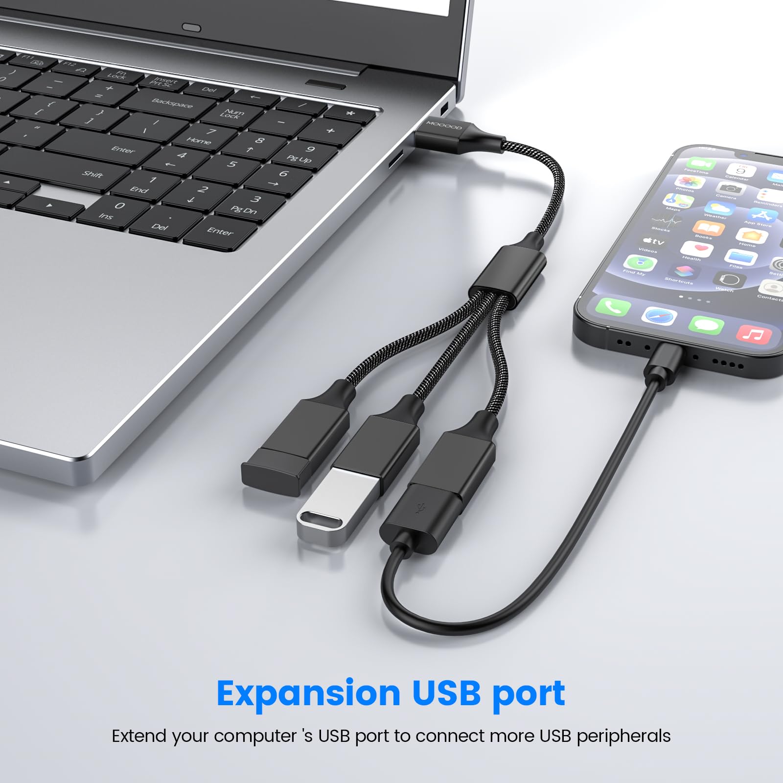 MOGOOD Buy MOGOOD 3 in 1 USB Splitter Cable - 1 Male to 3 Female USB 2.0 Adapter for Fast Charging & Data Transfer - View 2 of 6