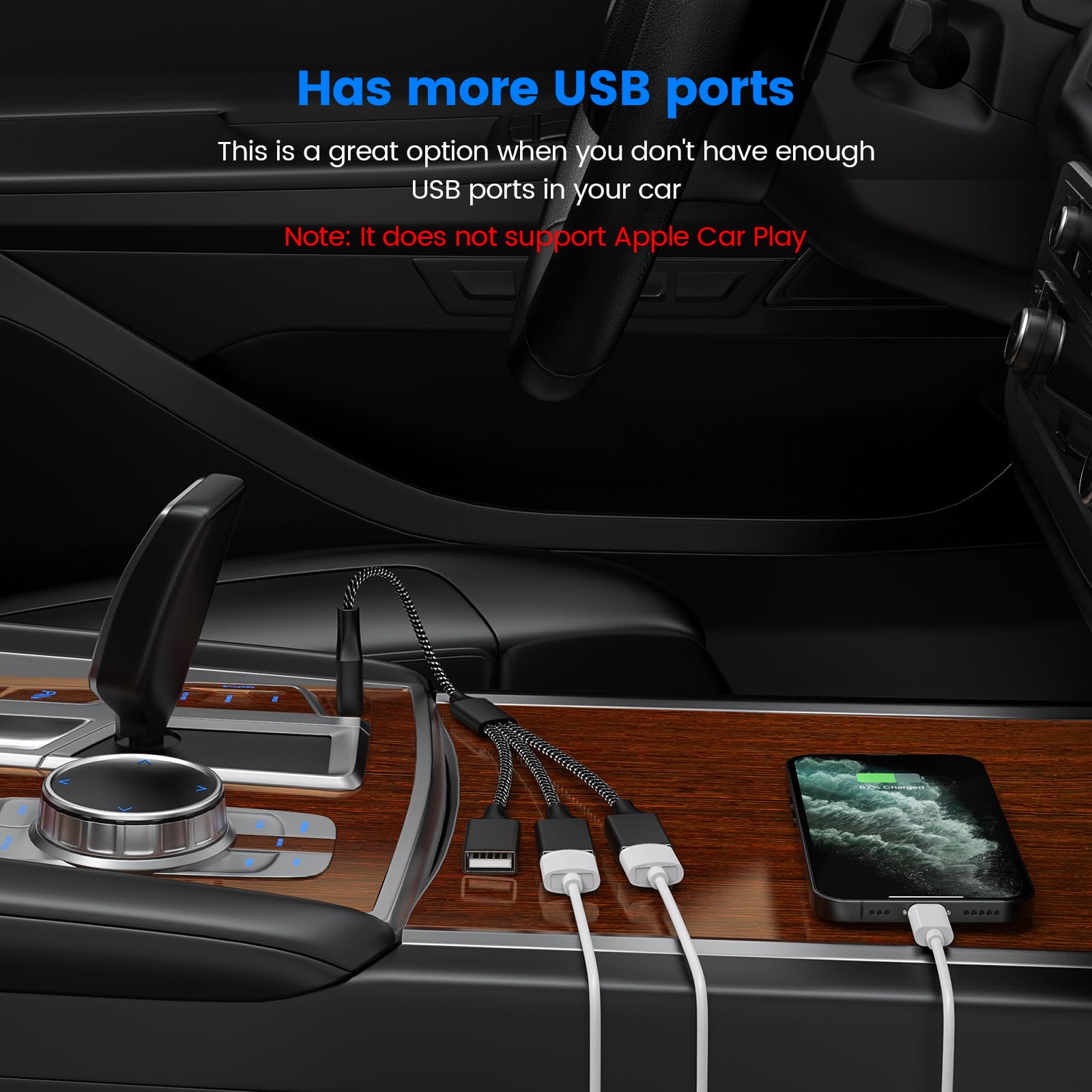 MOGOOD Buy MOGOOD 3 in 1 USB Splitter Cable - 1 Male to 3 Female USB 2.0 Adapter for Fast Charging & Data Transfer - View 5 of 6