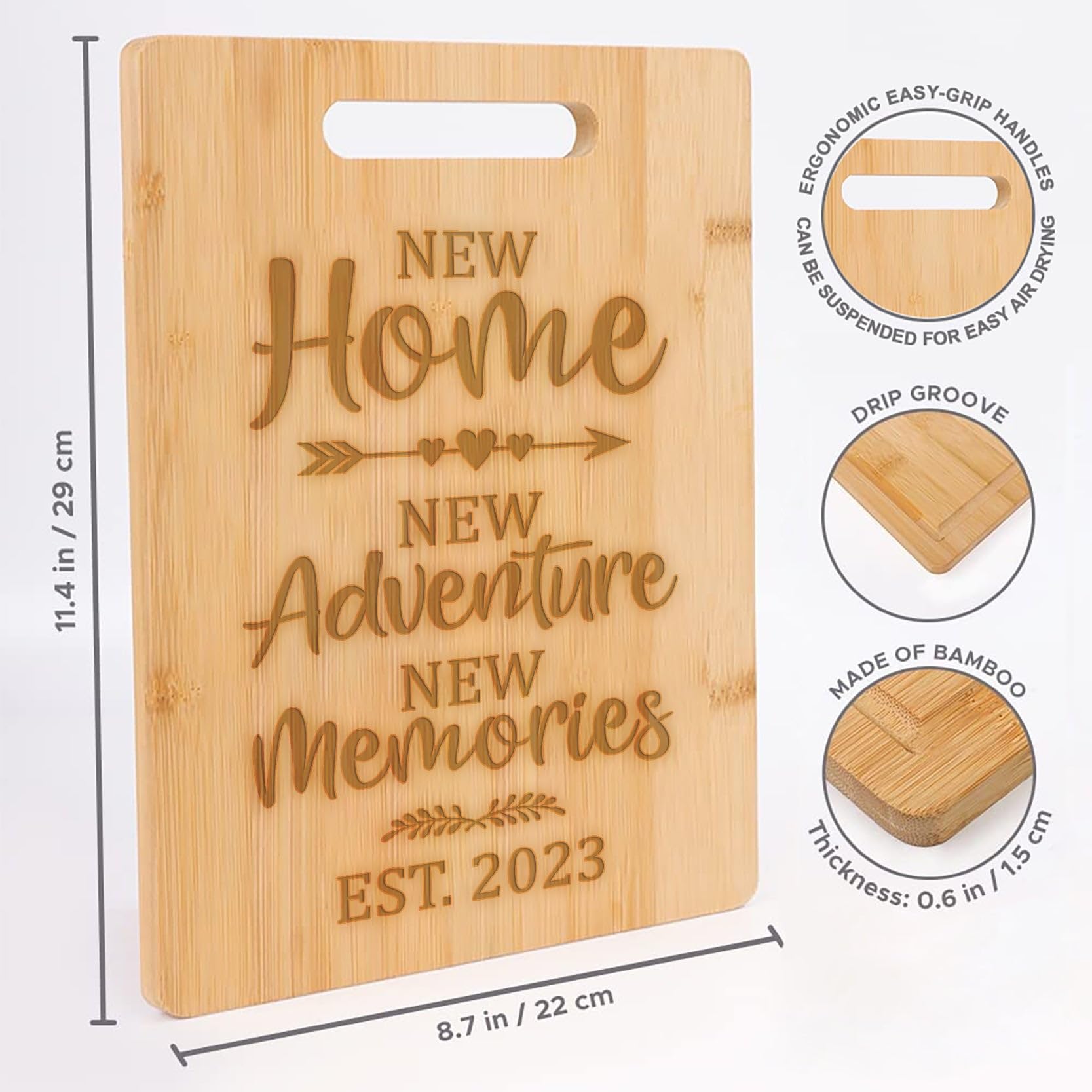 YmeerGifts Housewarming Gift for New Homeowners Unique Cutting Board Gift Idea for New Adventures and Memories - View 3 of 3