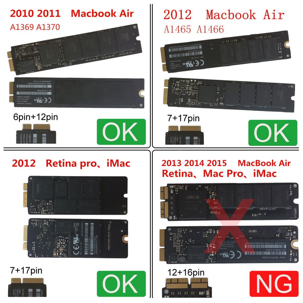 cablecc Cablecc 22Pin SATA to Mac Air Pro Retina SSD Enclosure for 2010 2011 2012 Models A1425 A1398 MC975 MC976 2.5inch 12+6Pin 17+7Pin - View 3 of 9